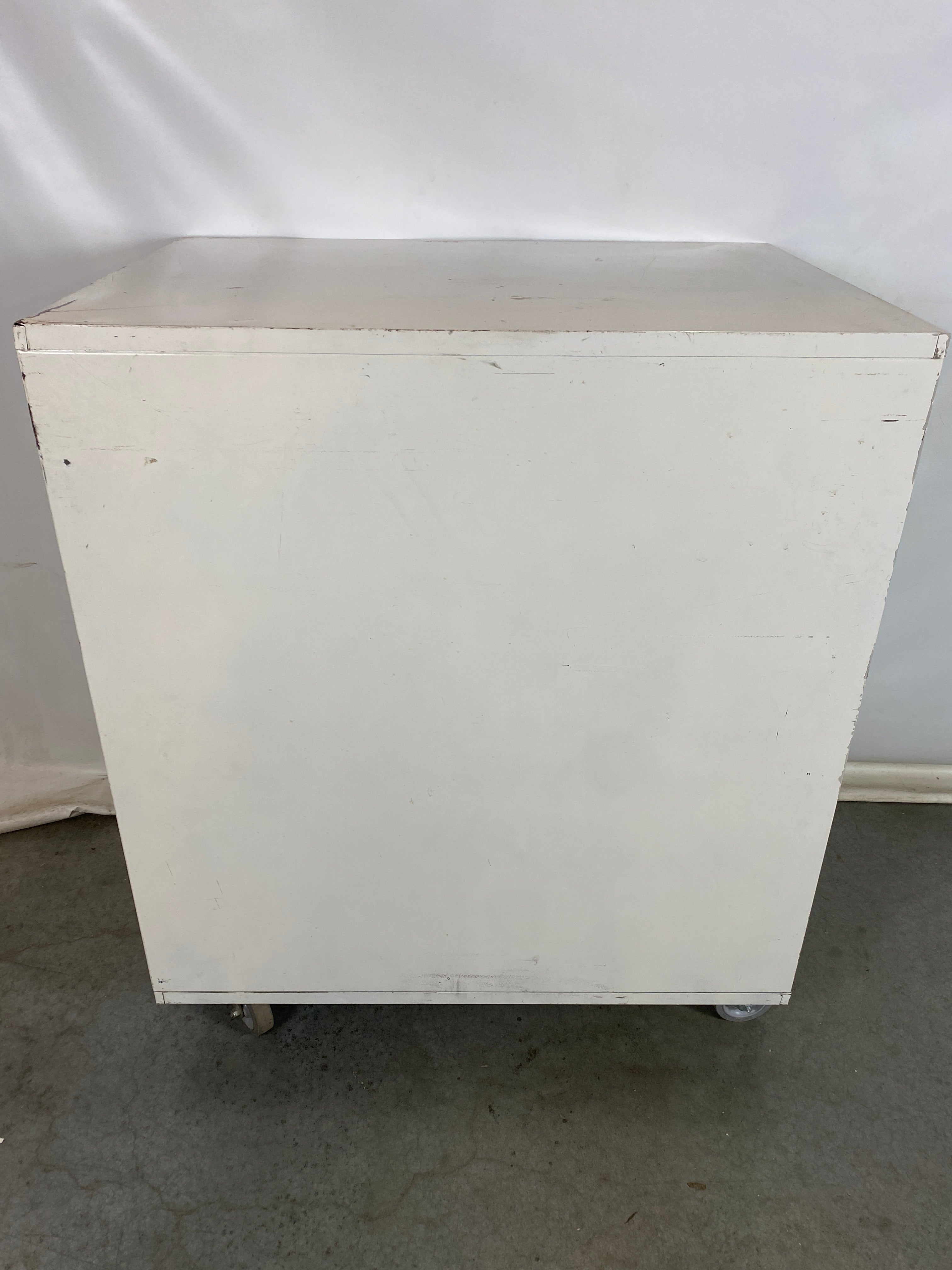 The Steel Furniture Mfg Company White Metal Slide Tray Cabinet