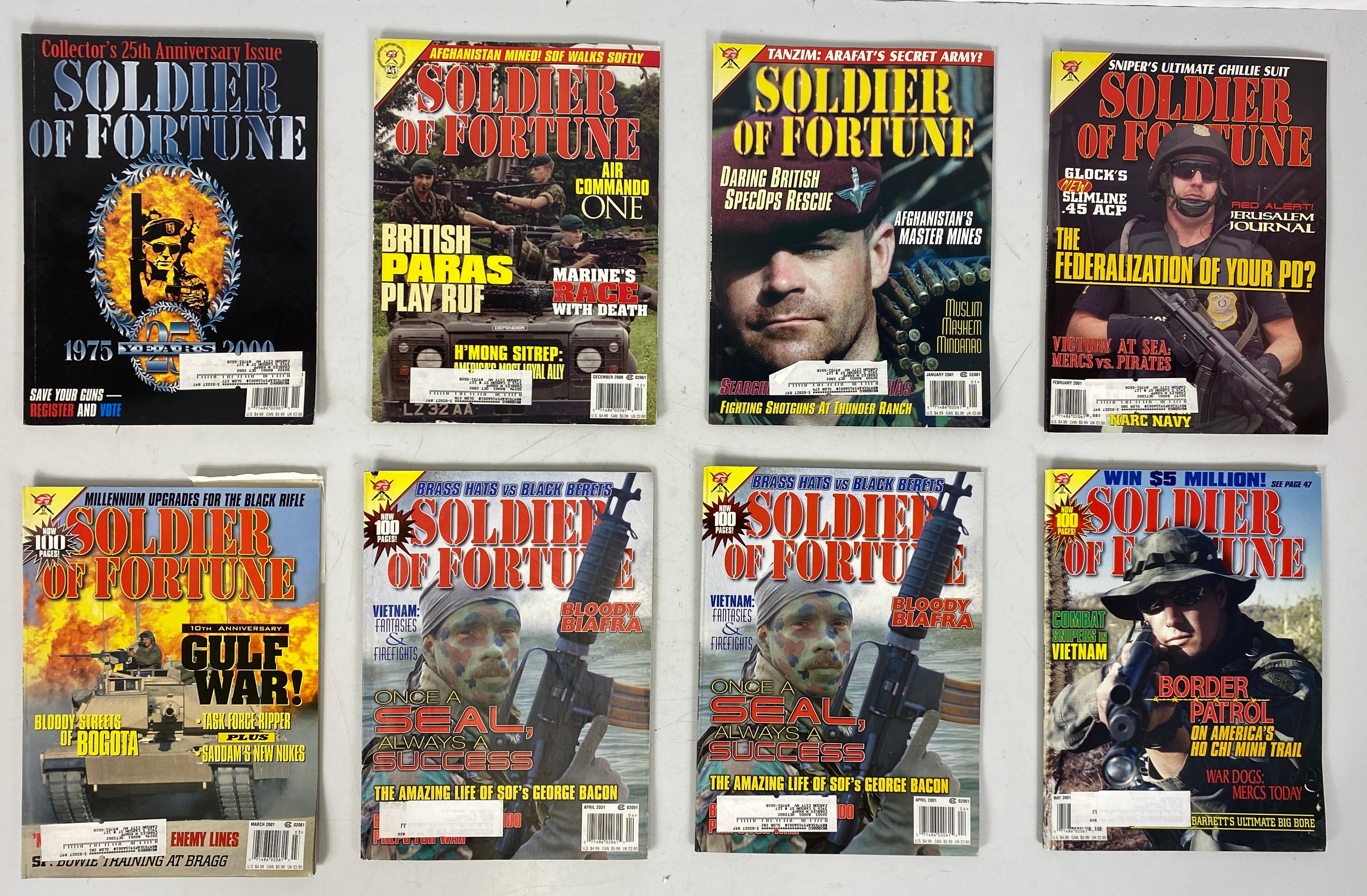 Lot of 33 Soldier of Fortune Magazine  2000-2002