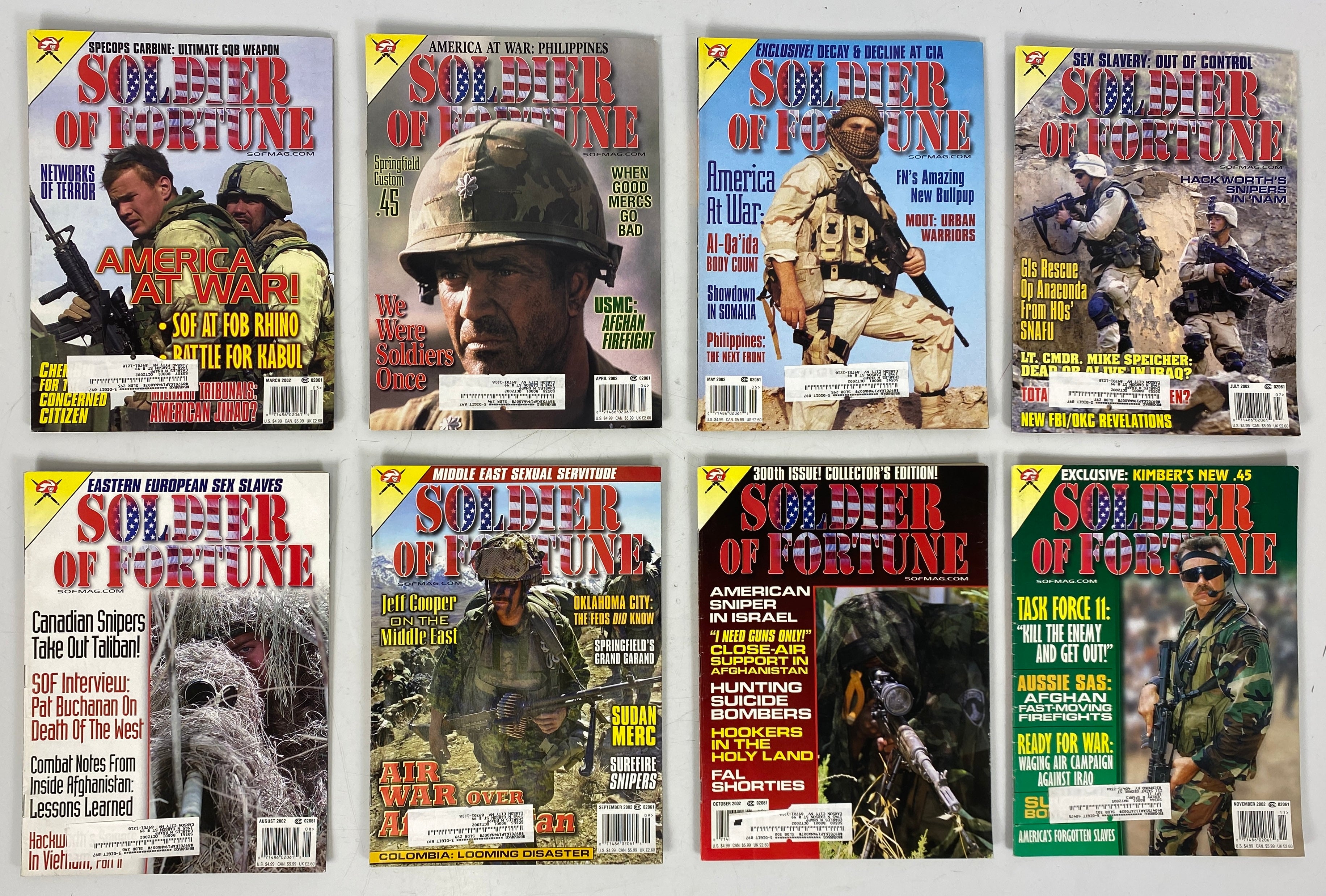 Lot of 33 Soldier of Fortune Magazine  2000-2002