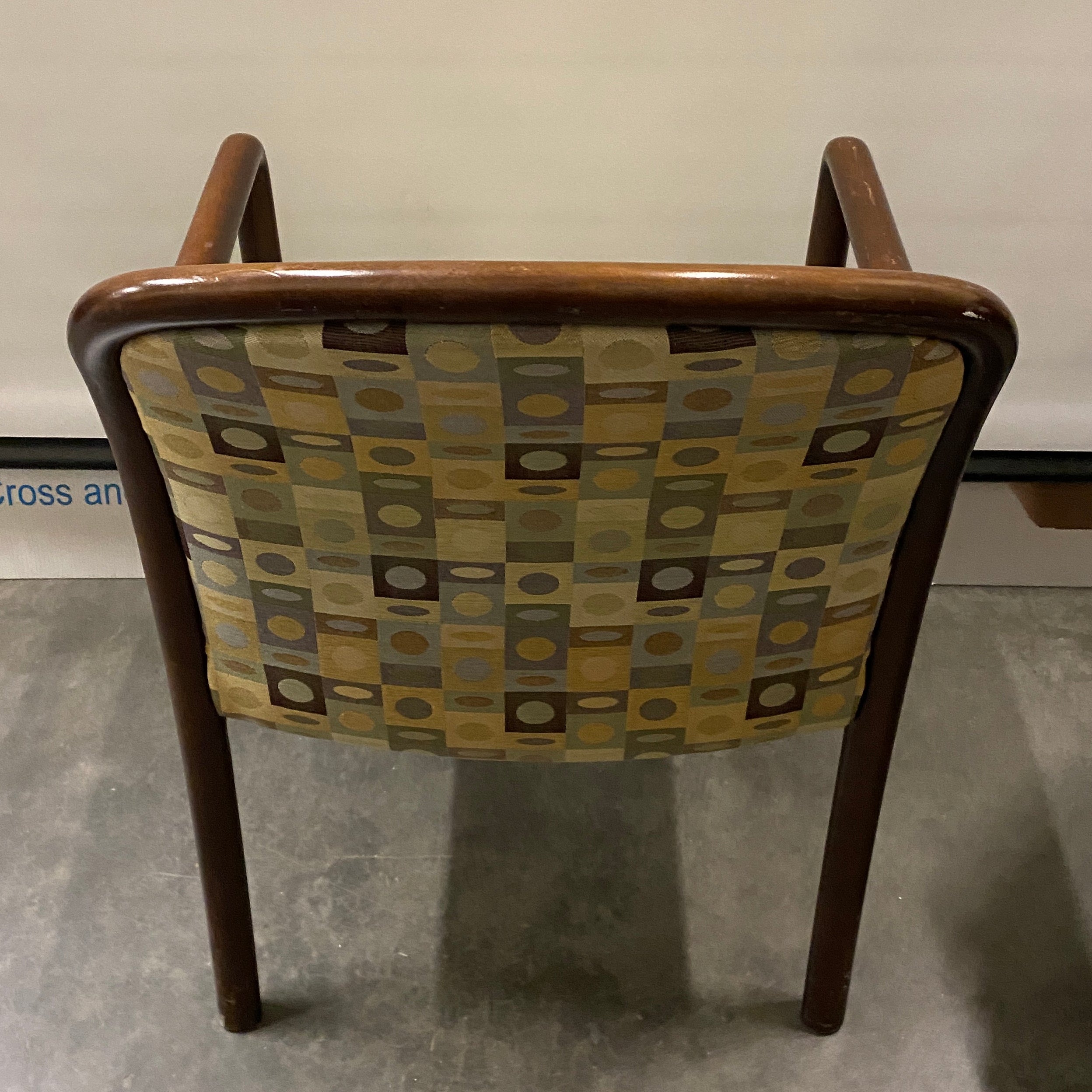 Wooden Patterned Upholstered Arm Chair