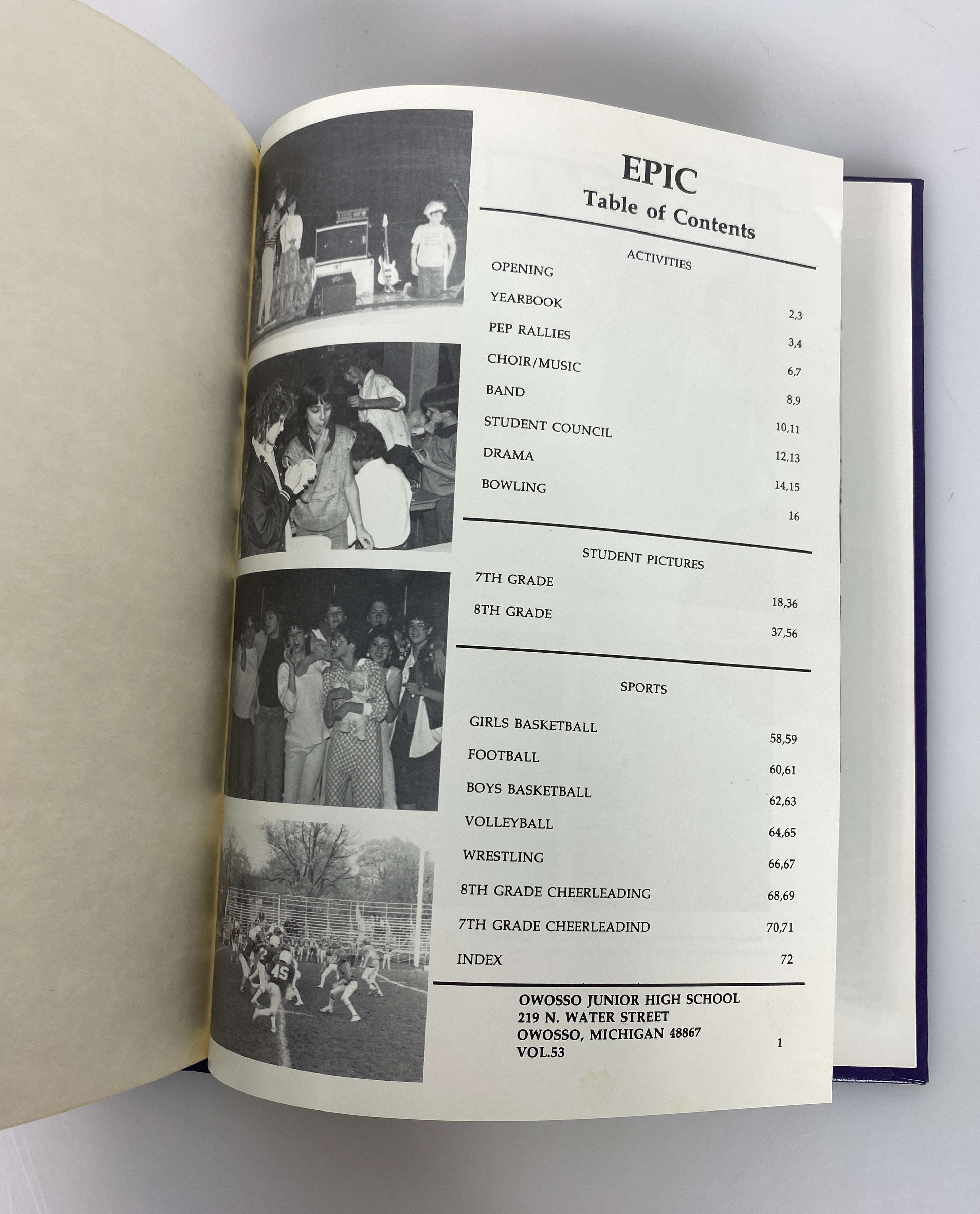 1986 "Warrior" Owosso Jr. High School Yearbook Owosso Michigan HC