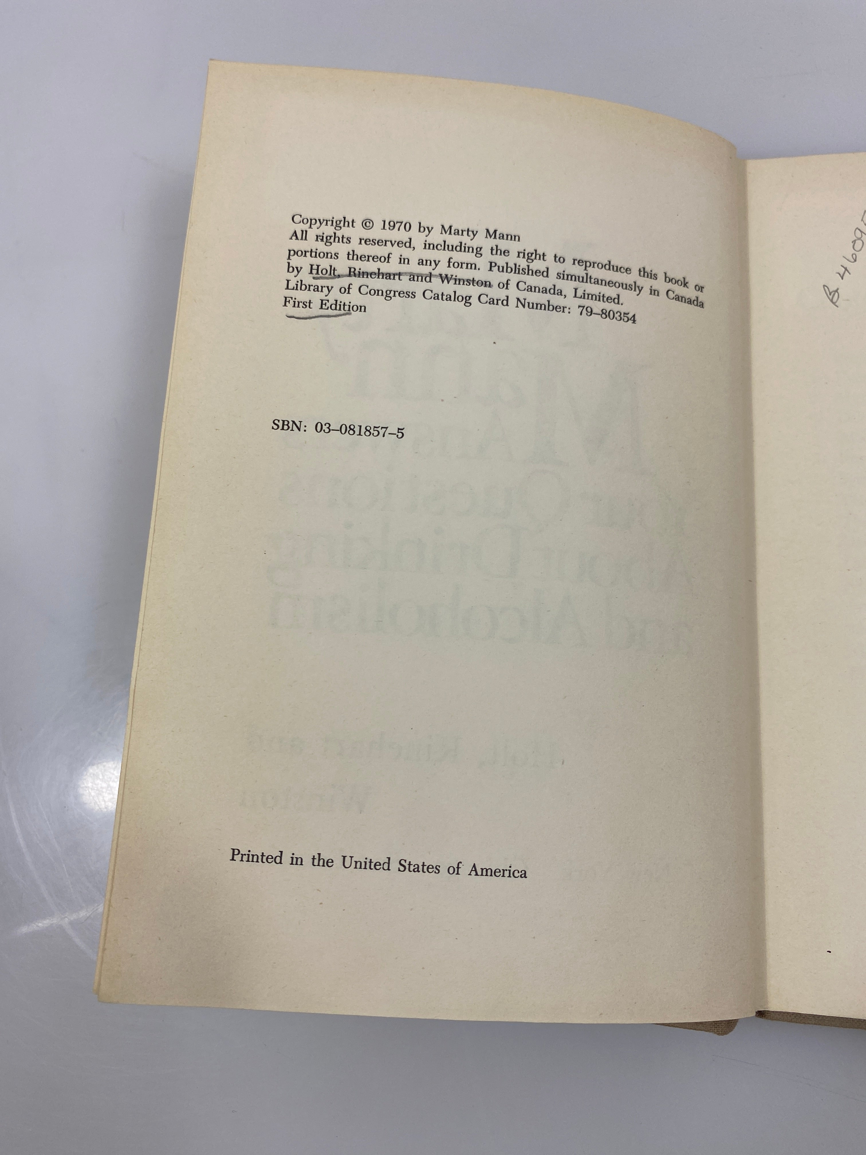 Marty Mann Answers Your Questions about Drinking & Alcoholism Ex-libra 1970 HC
