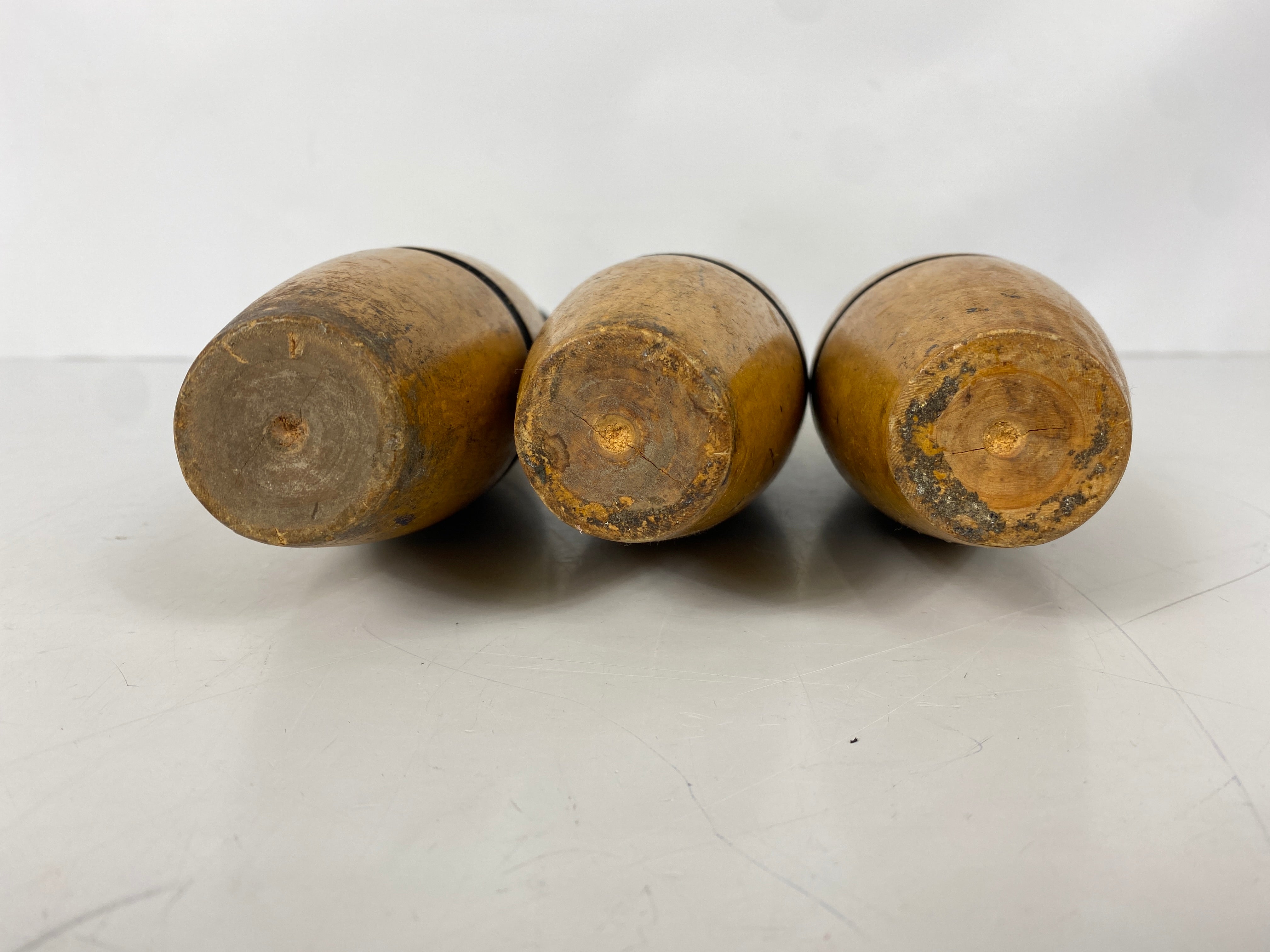 3 Antique Narragansett Machine Co 1 LB Wooden Juggling Pins 16.5"