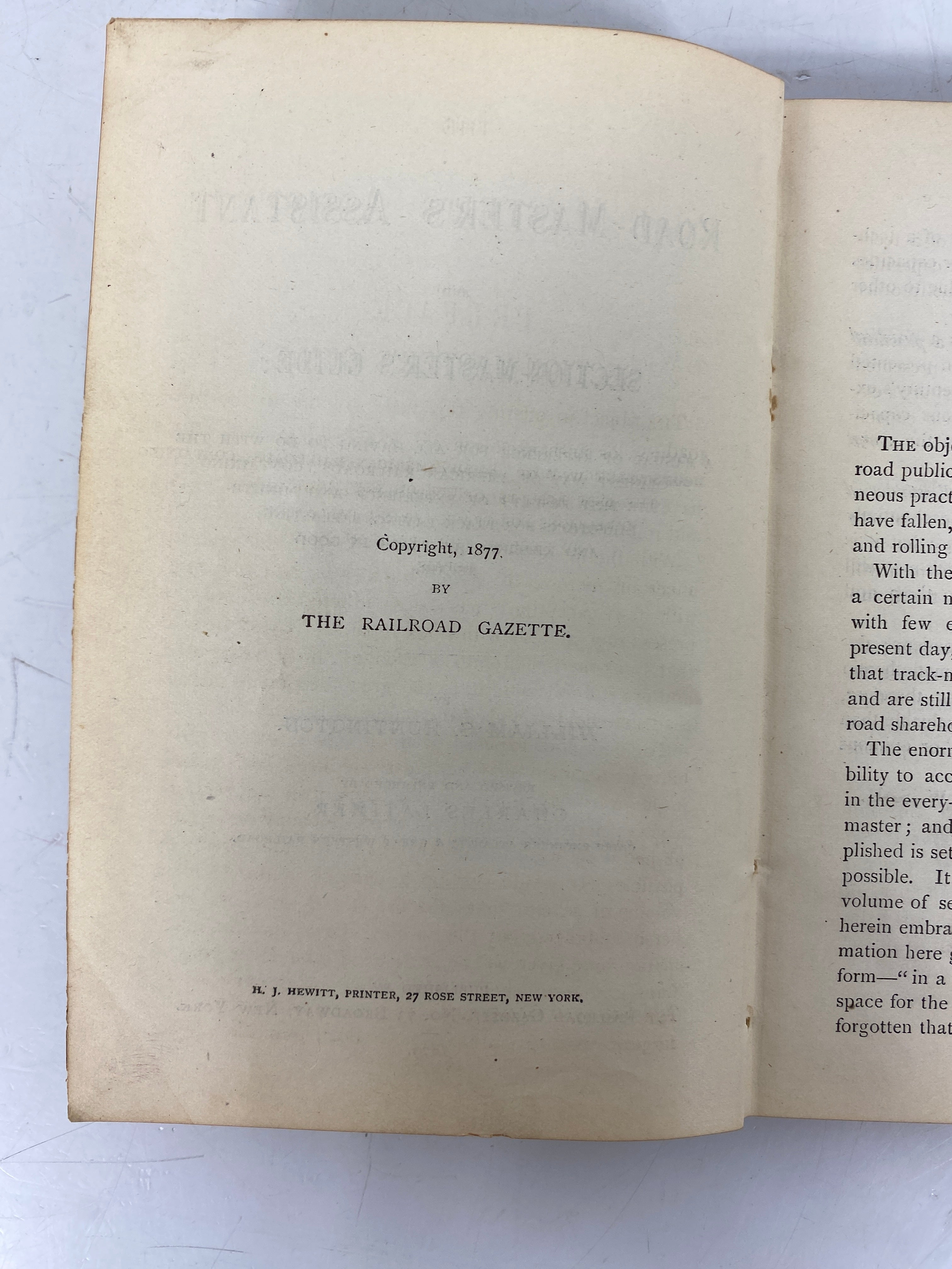 Road-Master's Assistant & Section Master's Guide Huntington 1879 HC