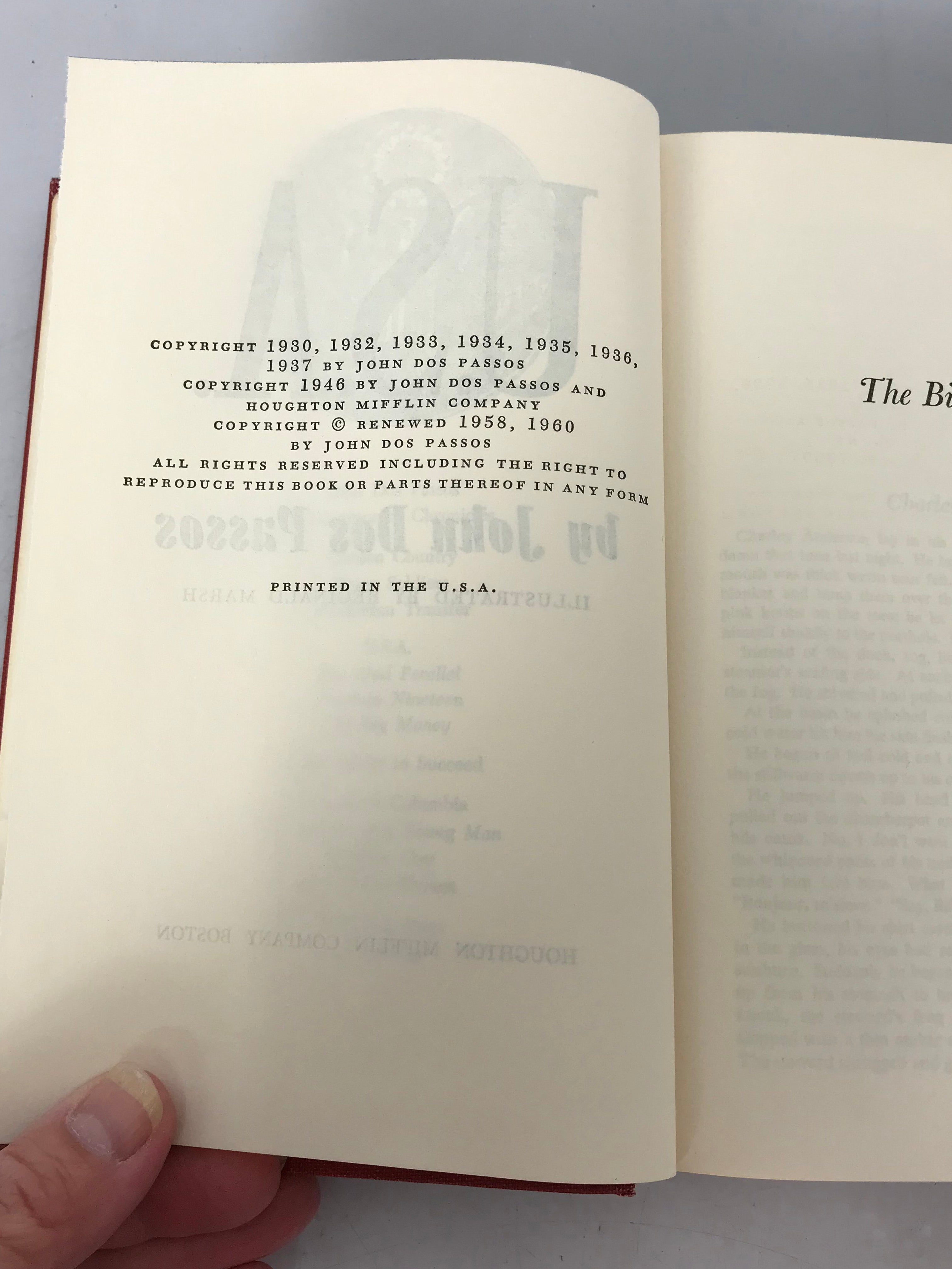 John Dos Passos USA Trilogy 42nd Parallel, 1919, The Big Money 1960 HC