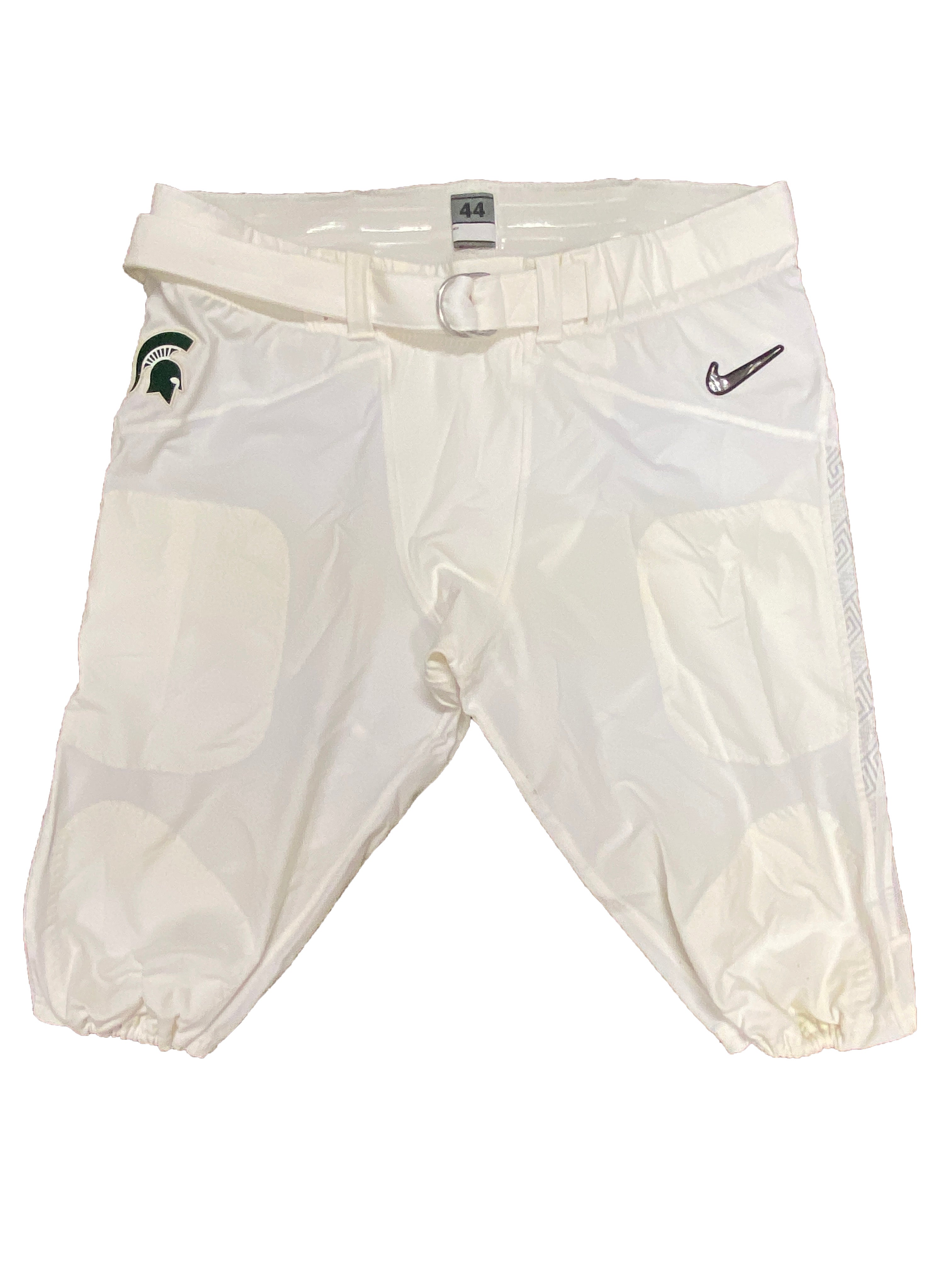 Nike White MSU Silver Greek Key Football Game Pants Men's Size 36 Style 2