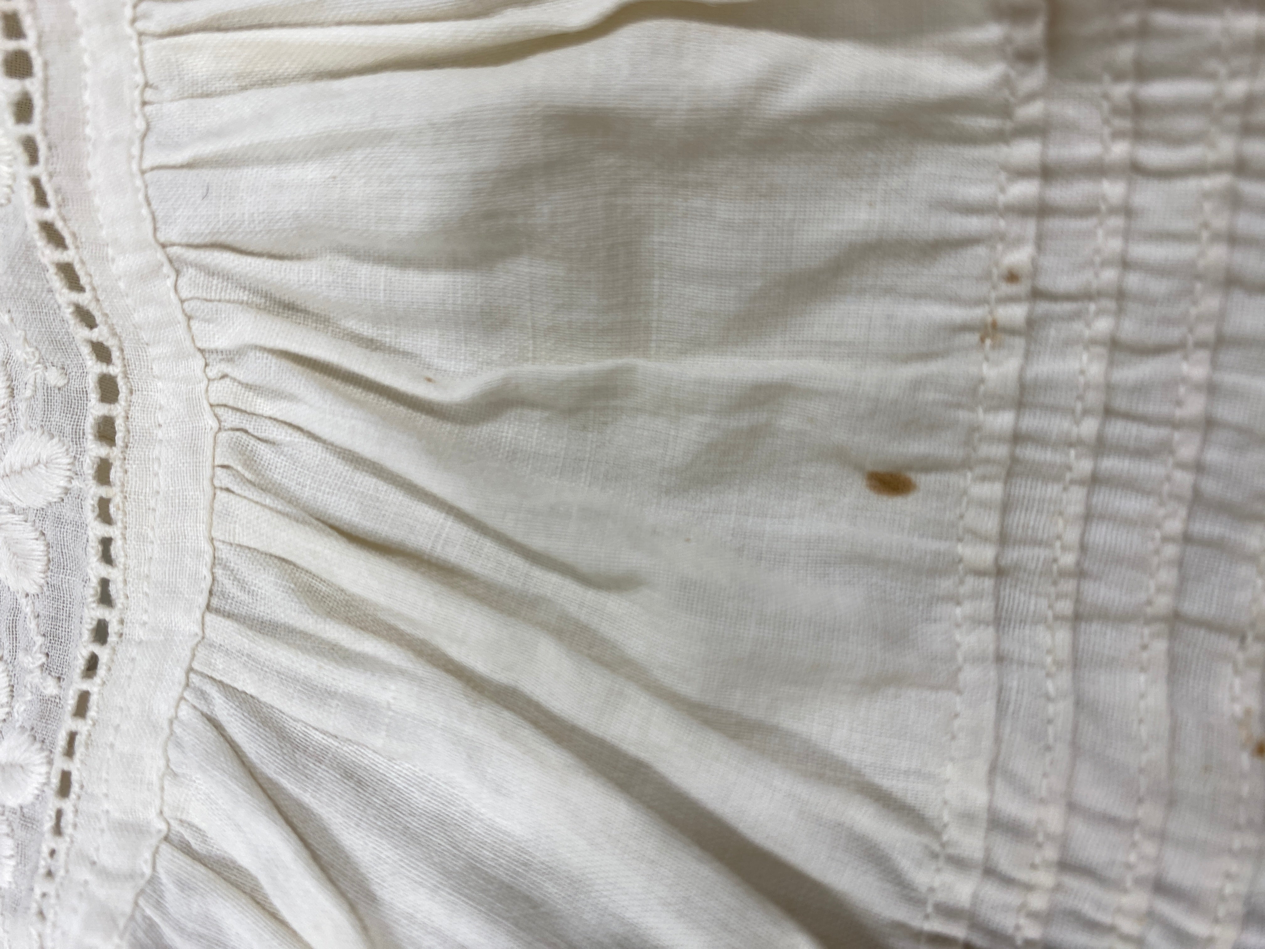 Vintage 1910s White Linen Infant's Dress with Lace Details