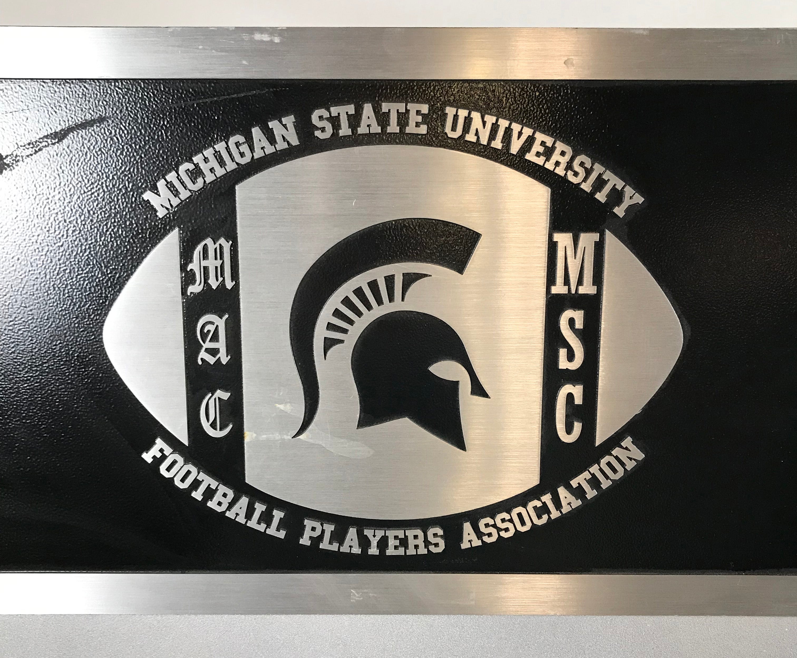 Michigan State University Football Players Association Metal Plaque