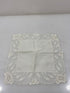 Vintage 1910s White Linen Handkerchief with Intricate Floral Lace Border