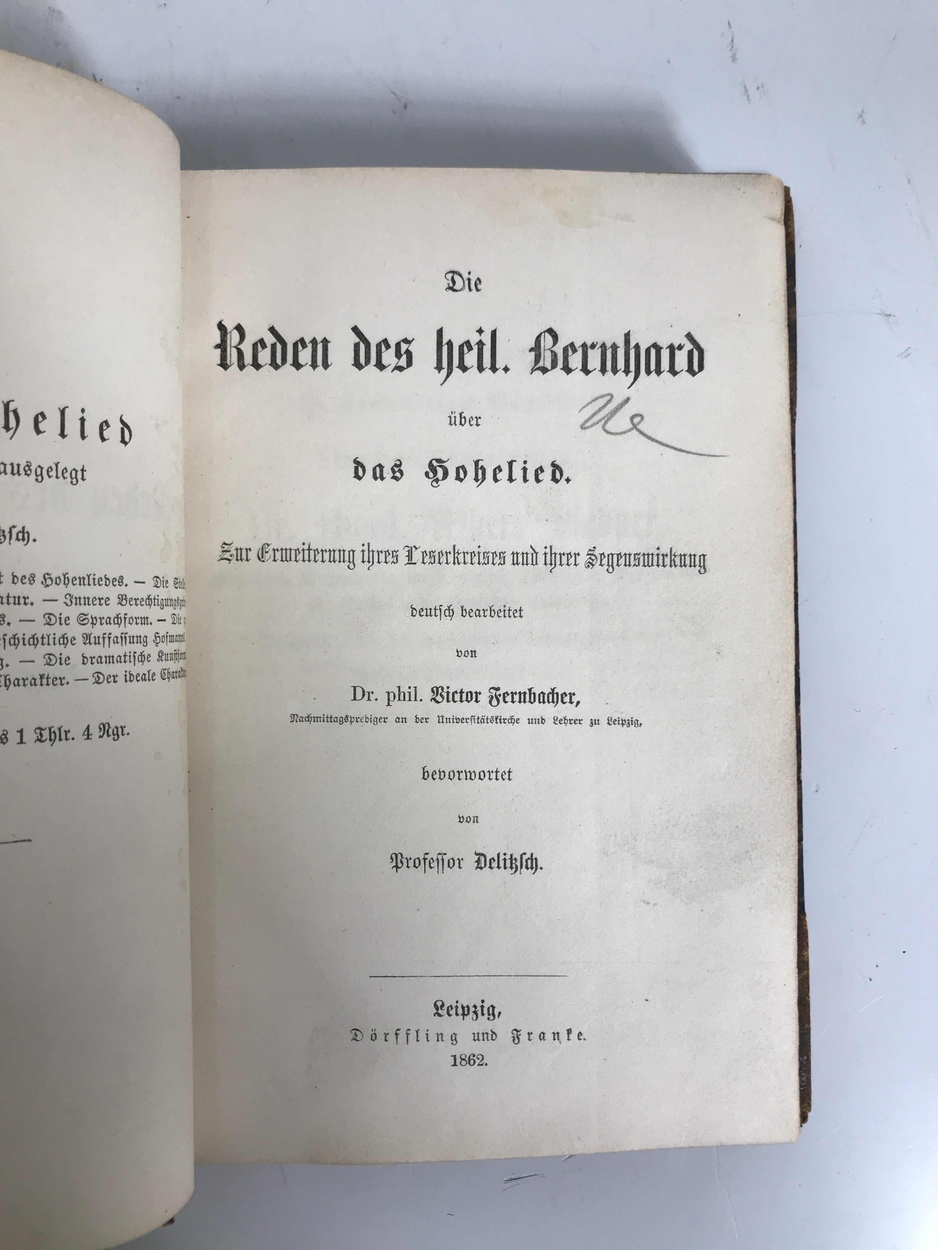 Die Reden des Heil Bernhard (Song of Songs) in German 1862 Antique HC