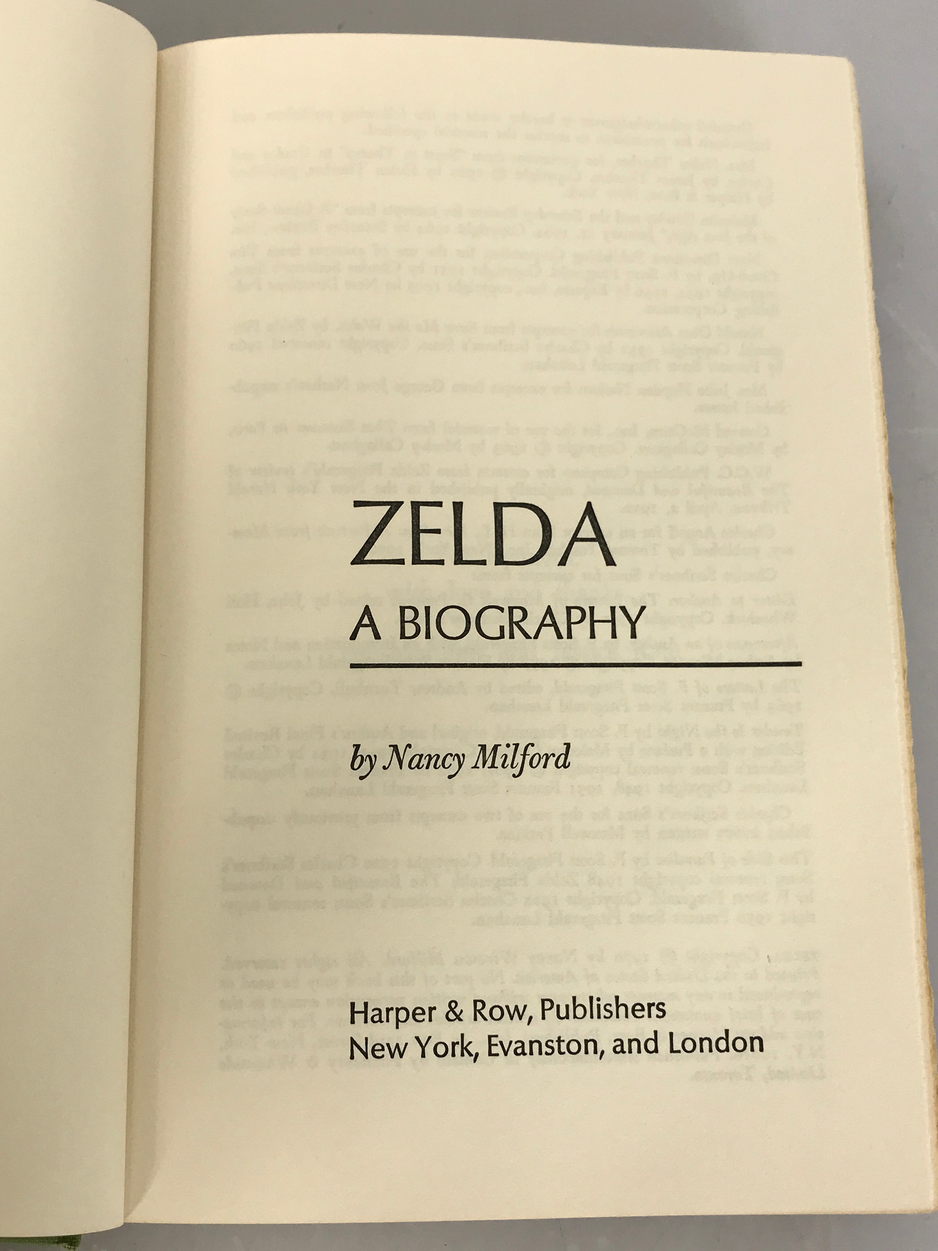Zelda A Biography by Nancy Milford (1970) Vintage BCE HC DJ