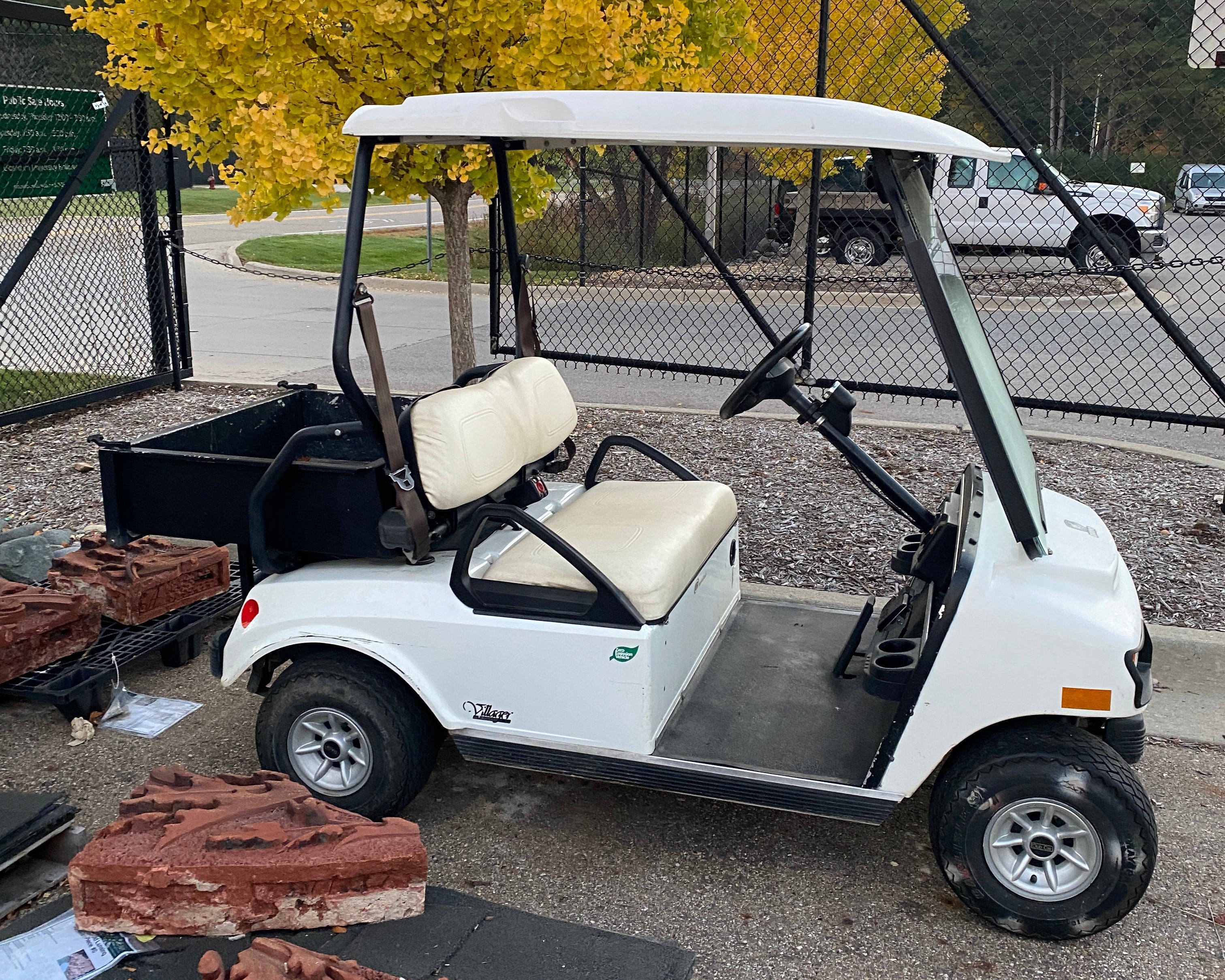 Club Car Villager White Electric Golf Cart w/ Bed