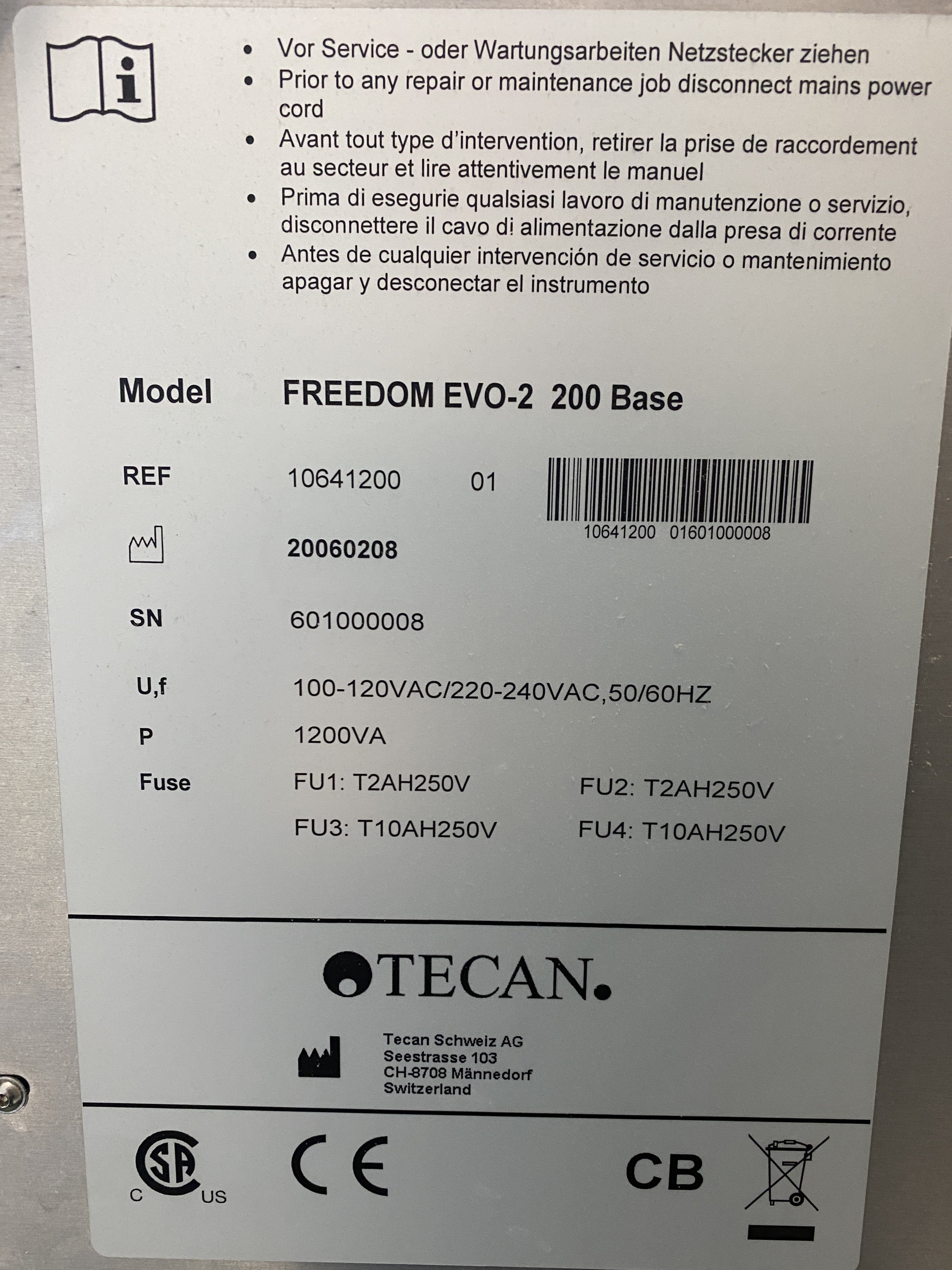 Tecan Freedom Evo-2 200 Liquid Handling System