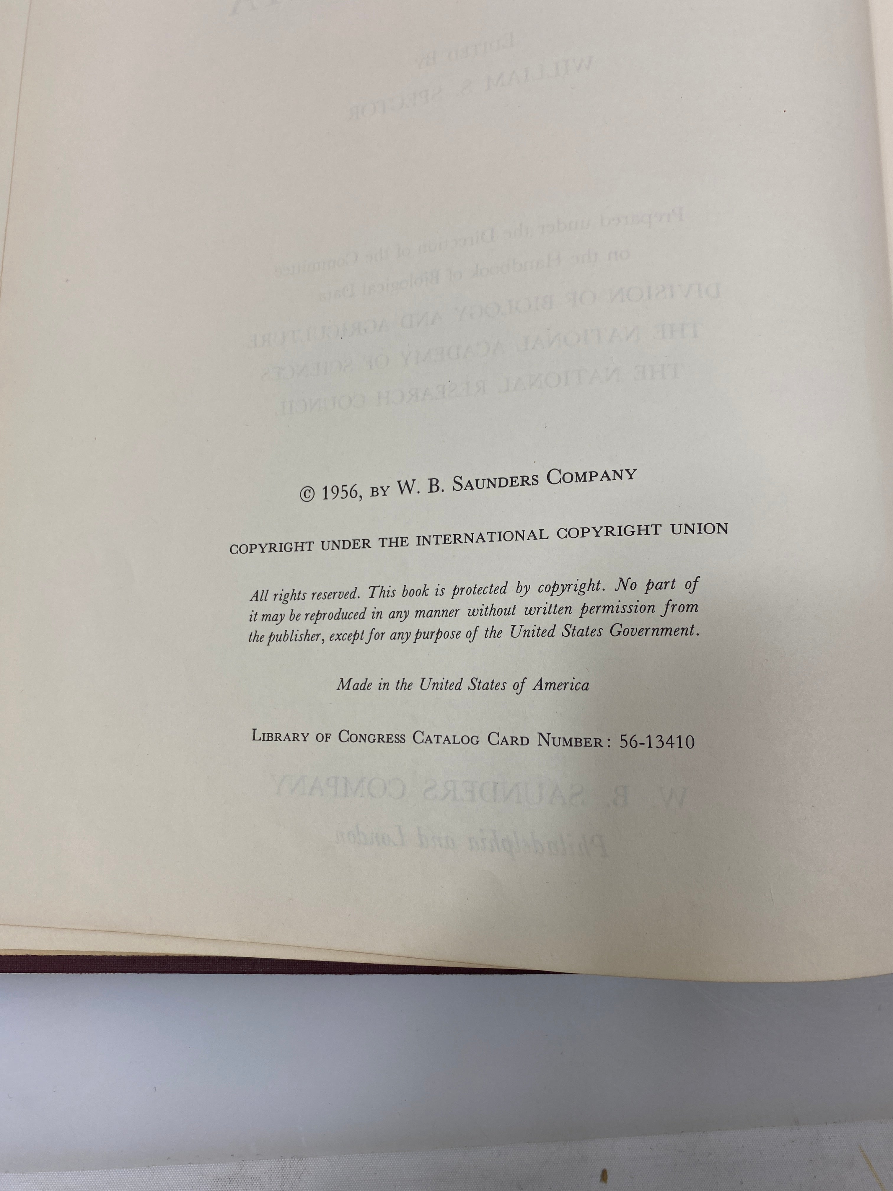 Handbook of Biological Data Editor William Spector 1956 HC