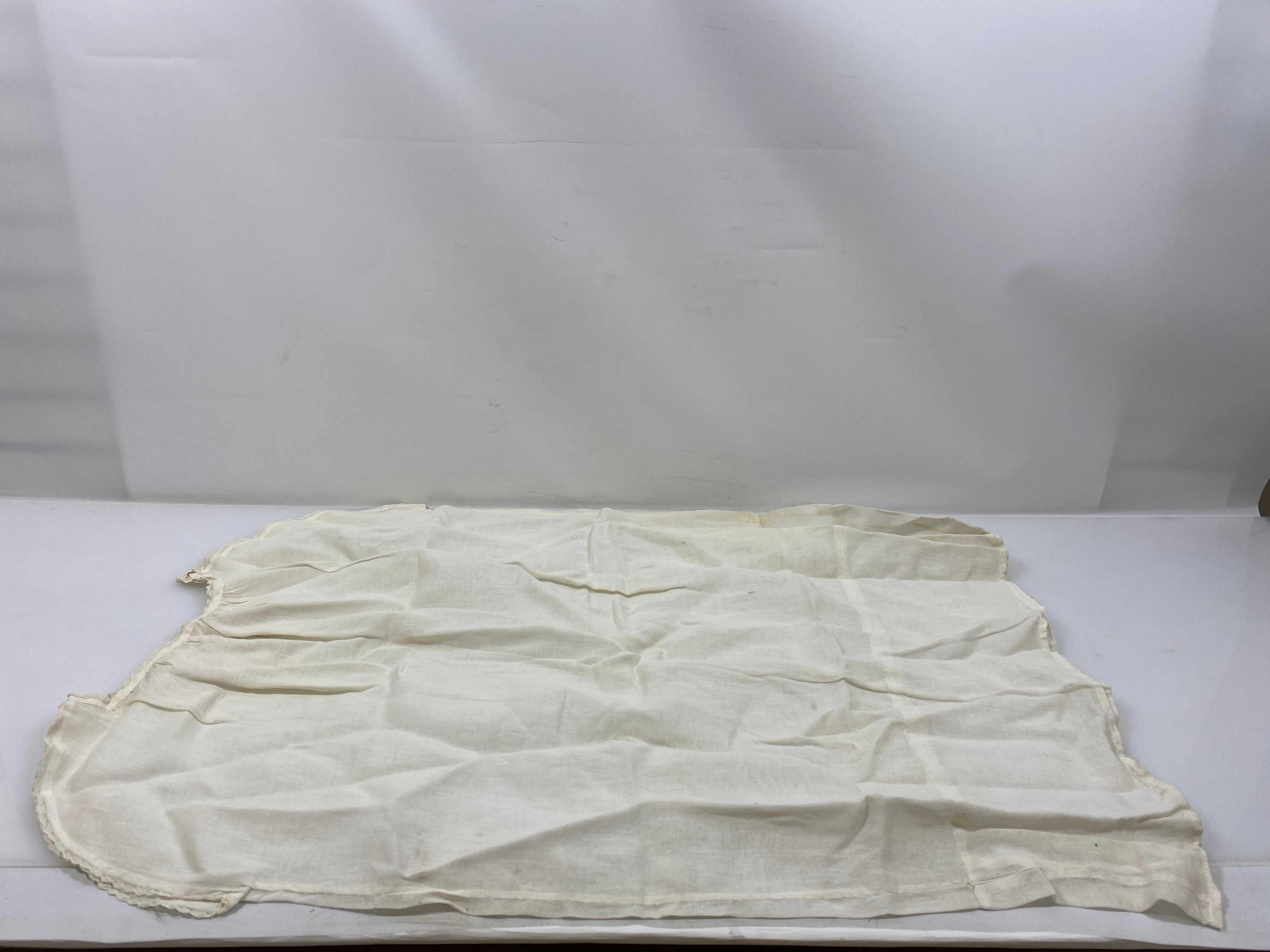 Vintage 1920s White Linen Pinafore with Floral Embroidery