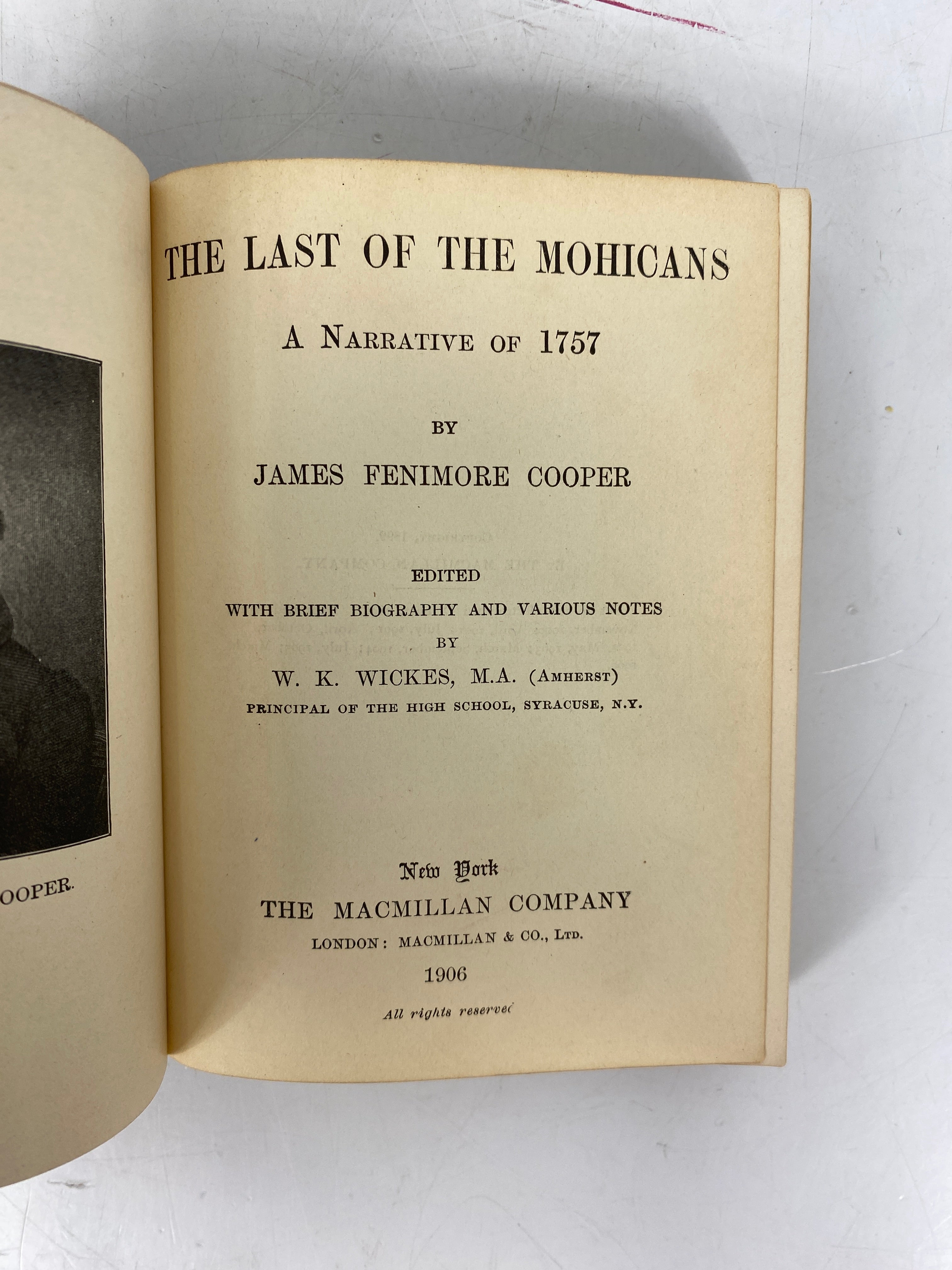 Cooper's Last of the Mohicans 1906 Macmillan Company Antique HC