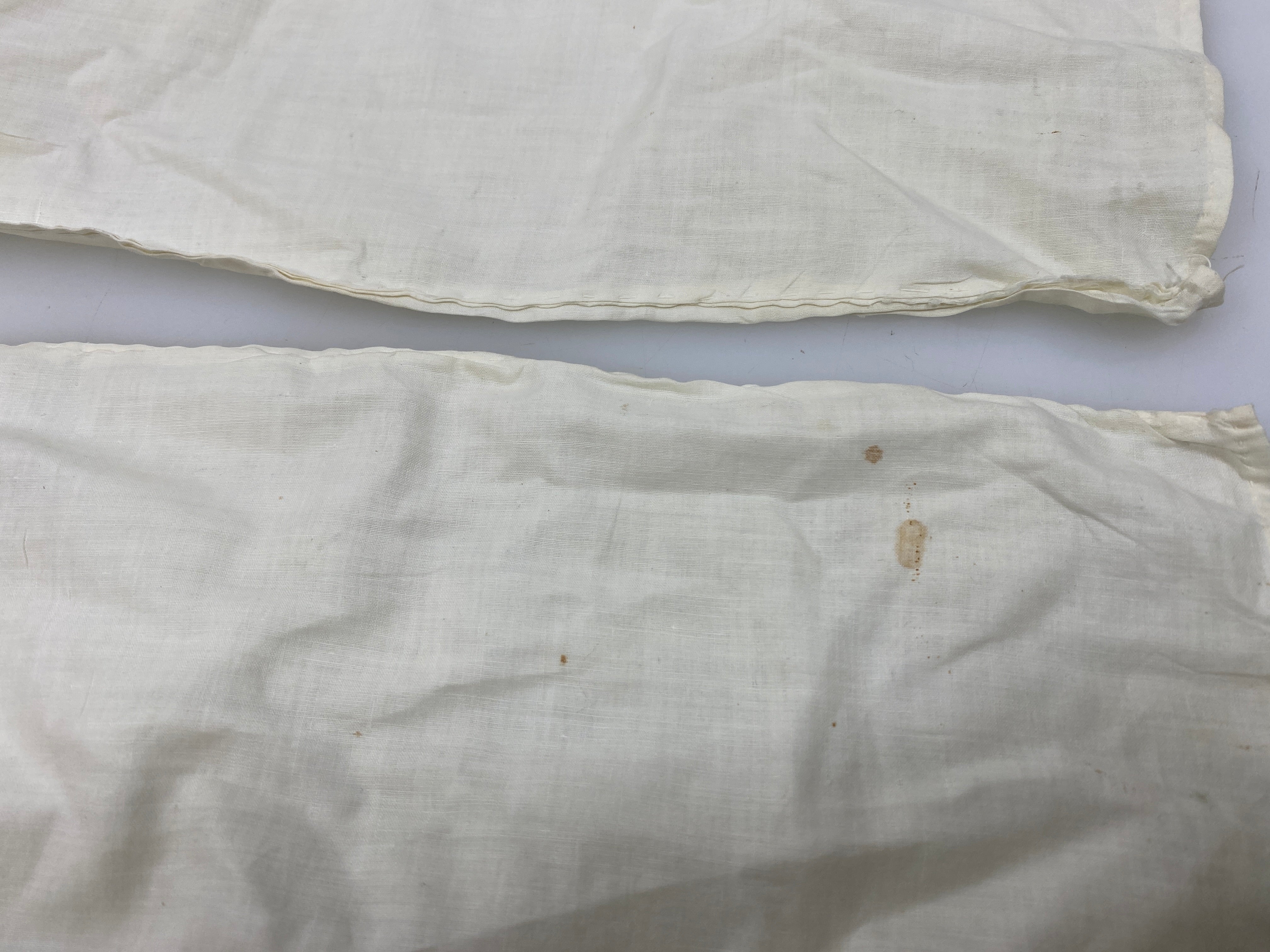 Vintage 1860 White Linen Undersleeves with Embroidered Cuffs
