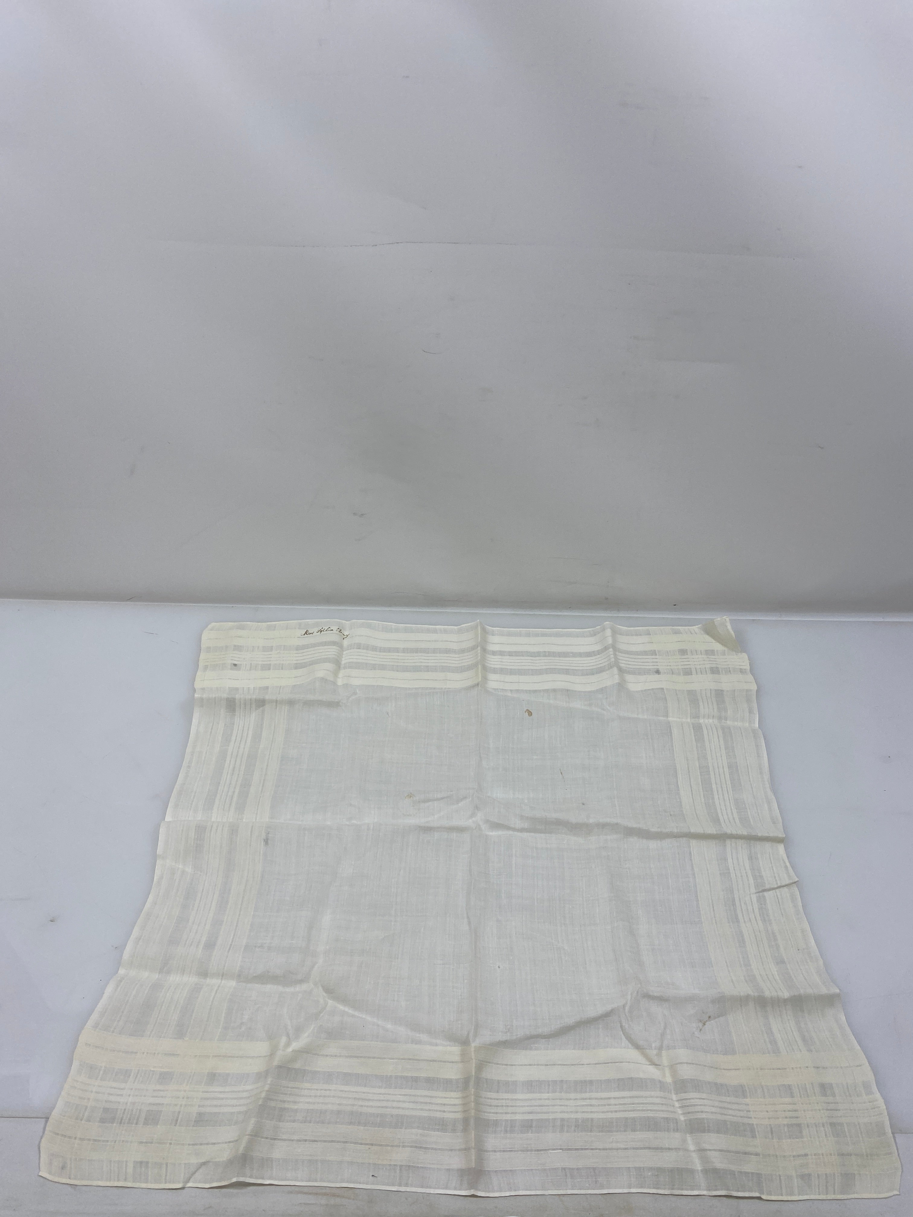 Vintage 1910s White Linen Handkerchief with Stripe Details