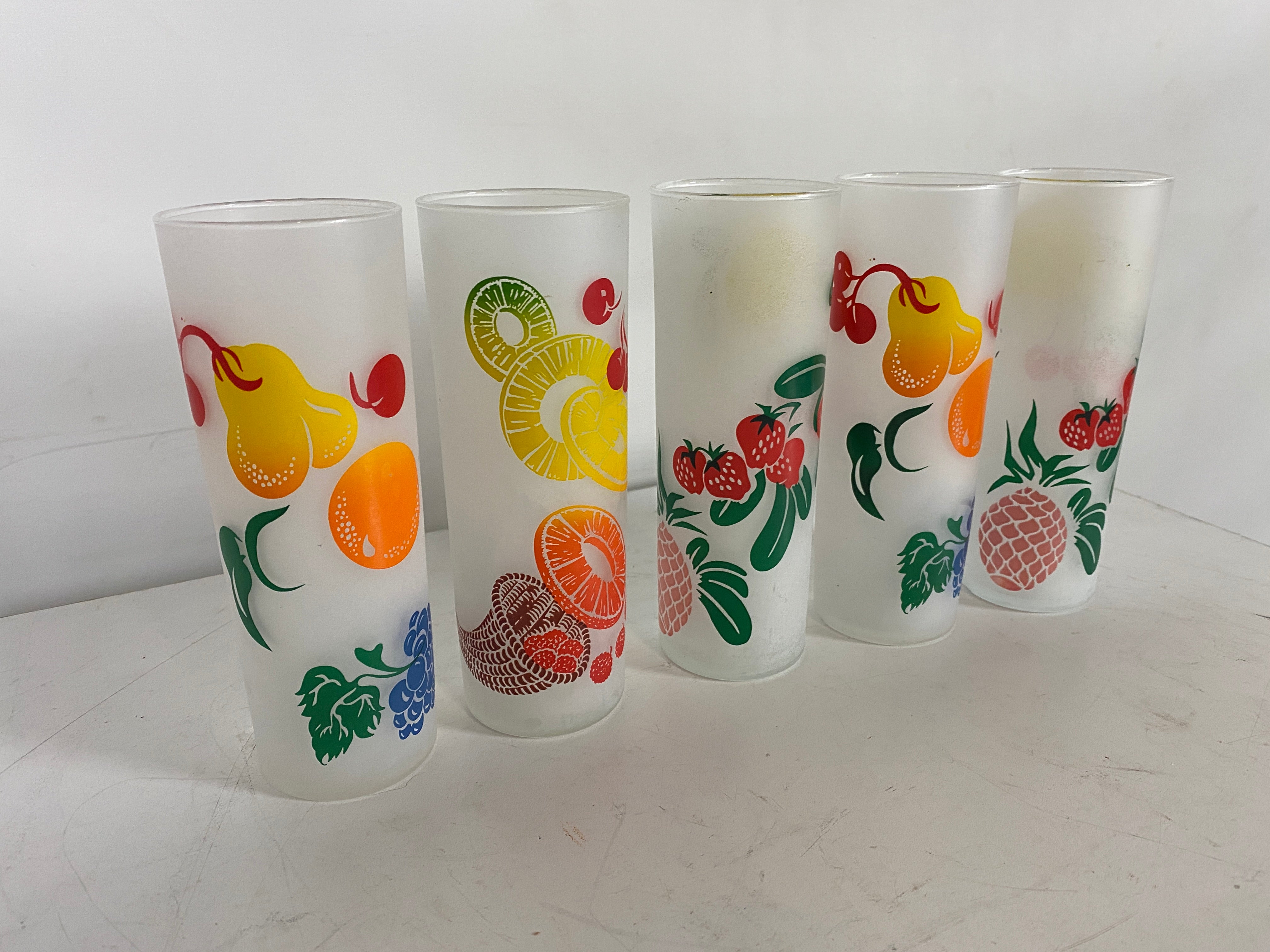 Vintage Federal Glass 10 Set of 5 Frosted Tom Collins Glasses