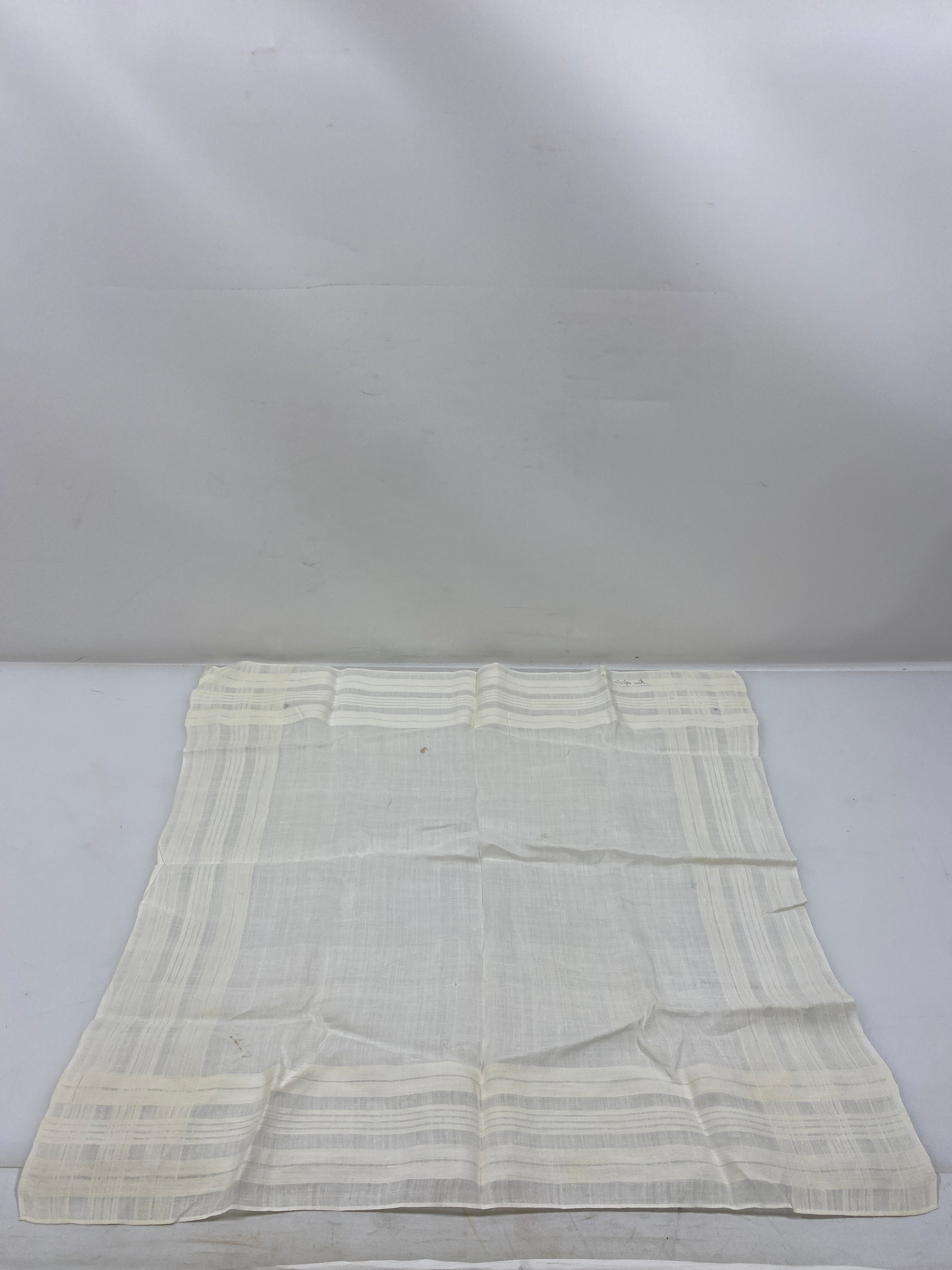 Vintage 1910s White Linen Handkerchief with Stripe Details