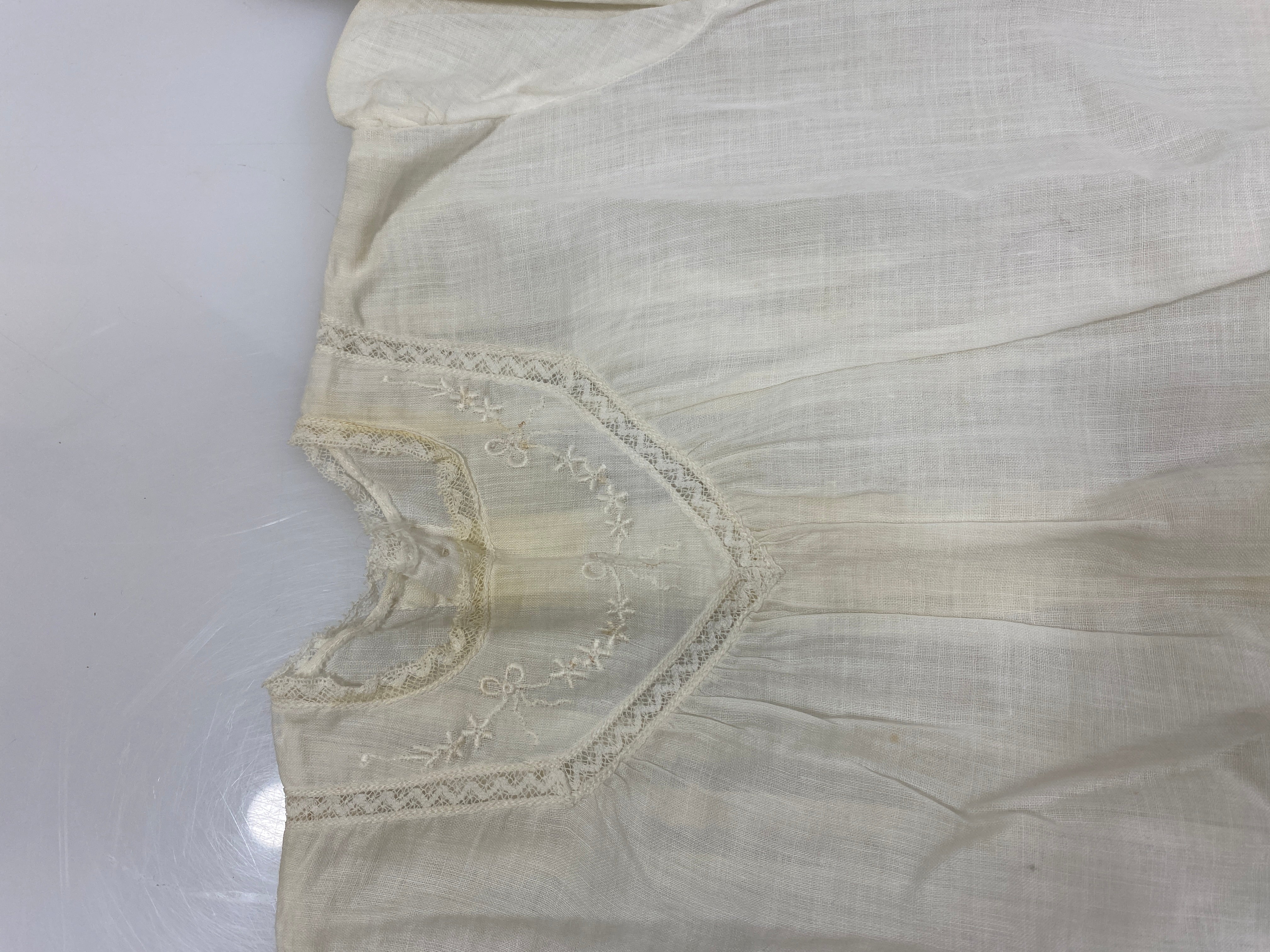 Vintage 1920s Infant's Dress with Bow Embroidery