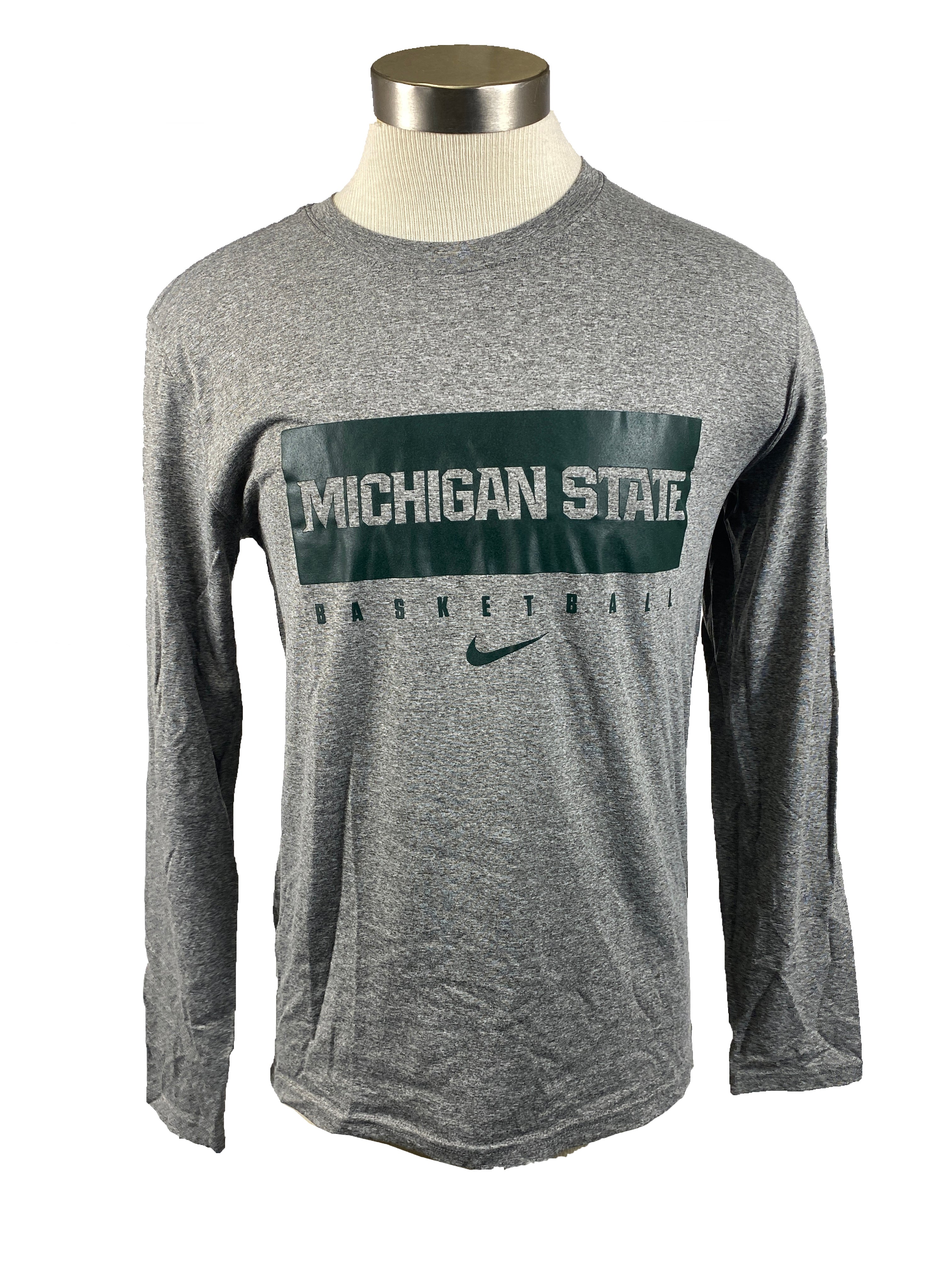 Nike Dri-Fit Gray MSU Basketball Long-Sleeve T-Shirt Men's Size M