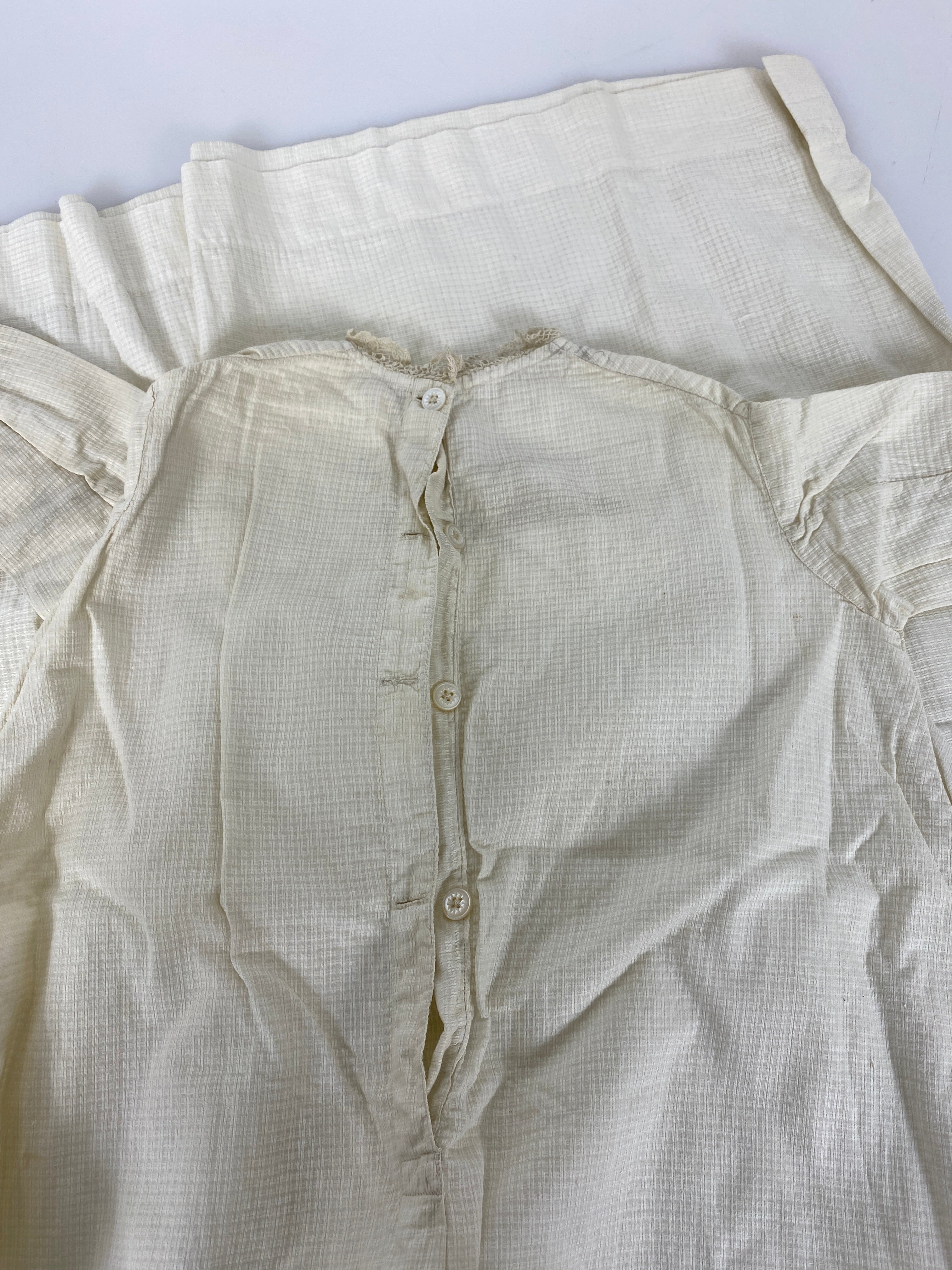 Vintage 1900s White Children's Nightgown with Lace Hems