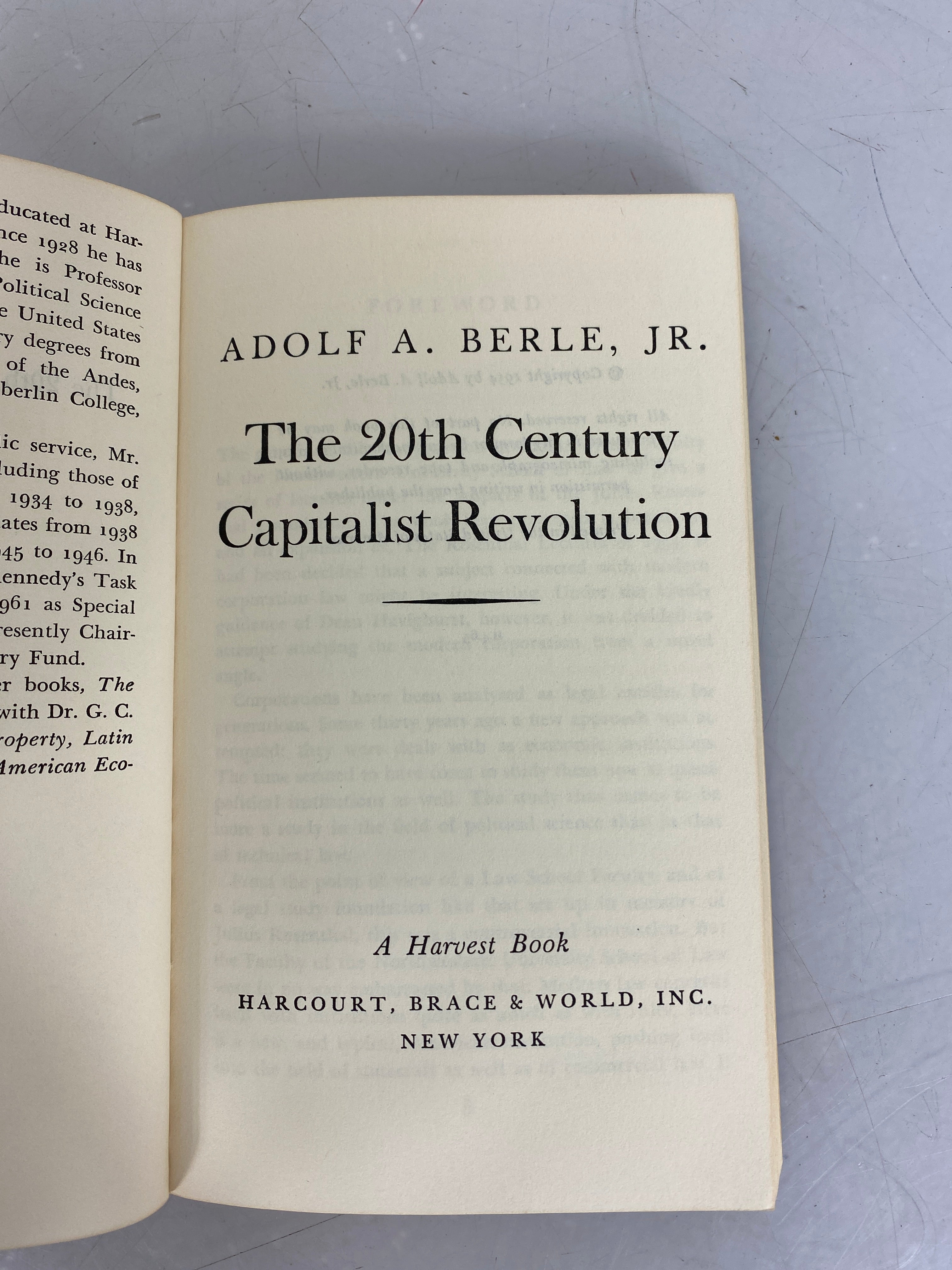 The 20th Century Capitalist Revolution by Adolf Berle 1954 SC