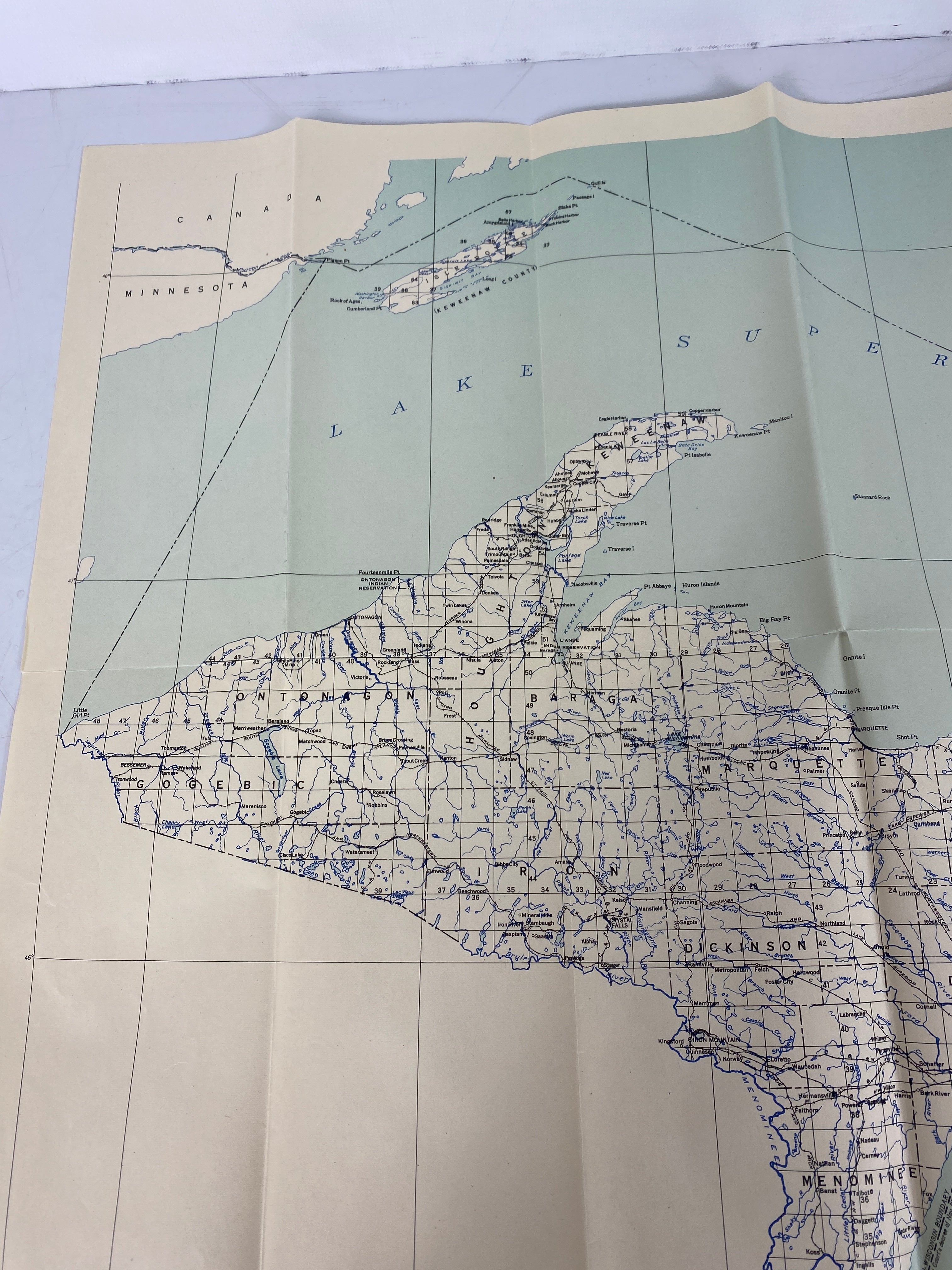 2 Vintage Maps: 1933 State of Michigan/1973 Topographic Map of Isle Royale