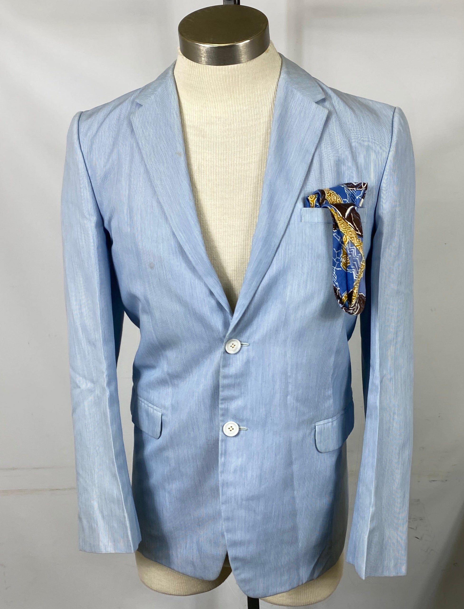 Vintage 1970's Nina's Philippines Blue Suit Coat, Pants, Dress Shirt and Tie Men's Size Unknown