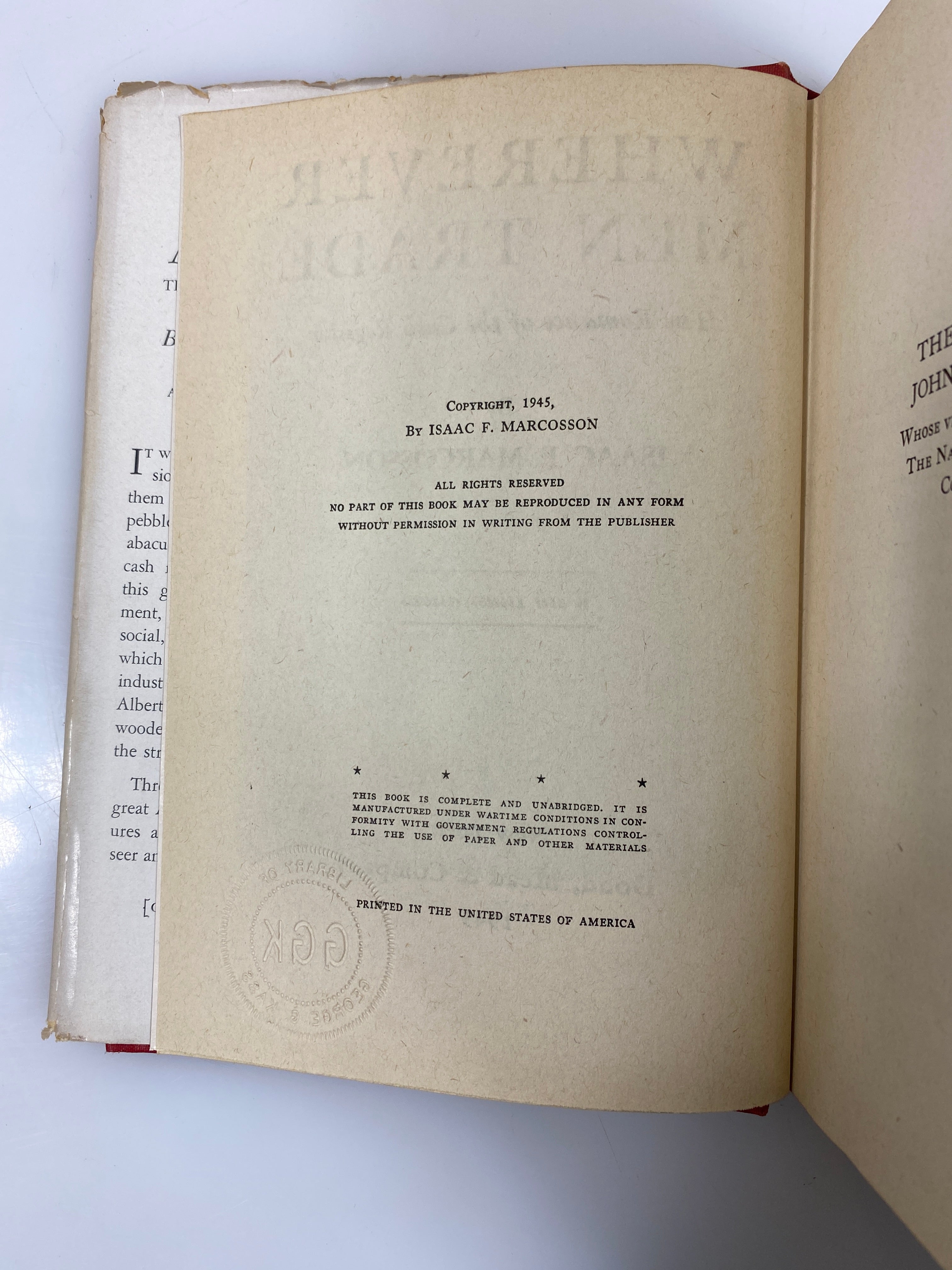 Wherever Men Trade Isaac F. Marcosson 1945 HCDJ
