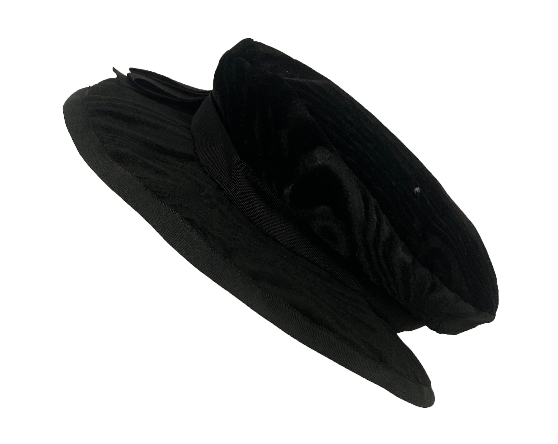 Vintage Black Moire Velvet Hat