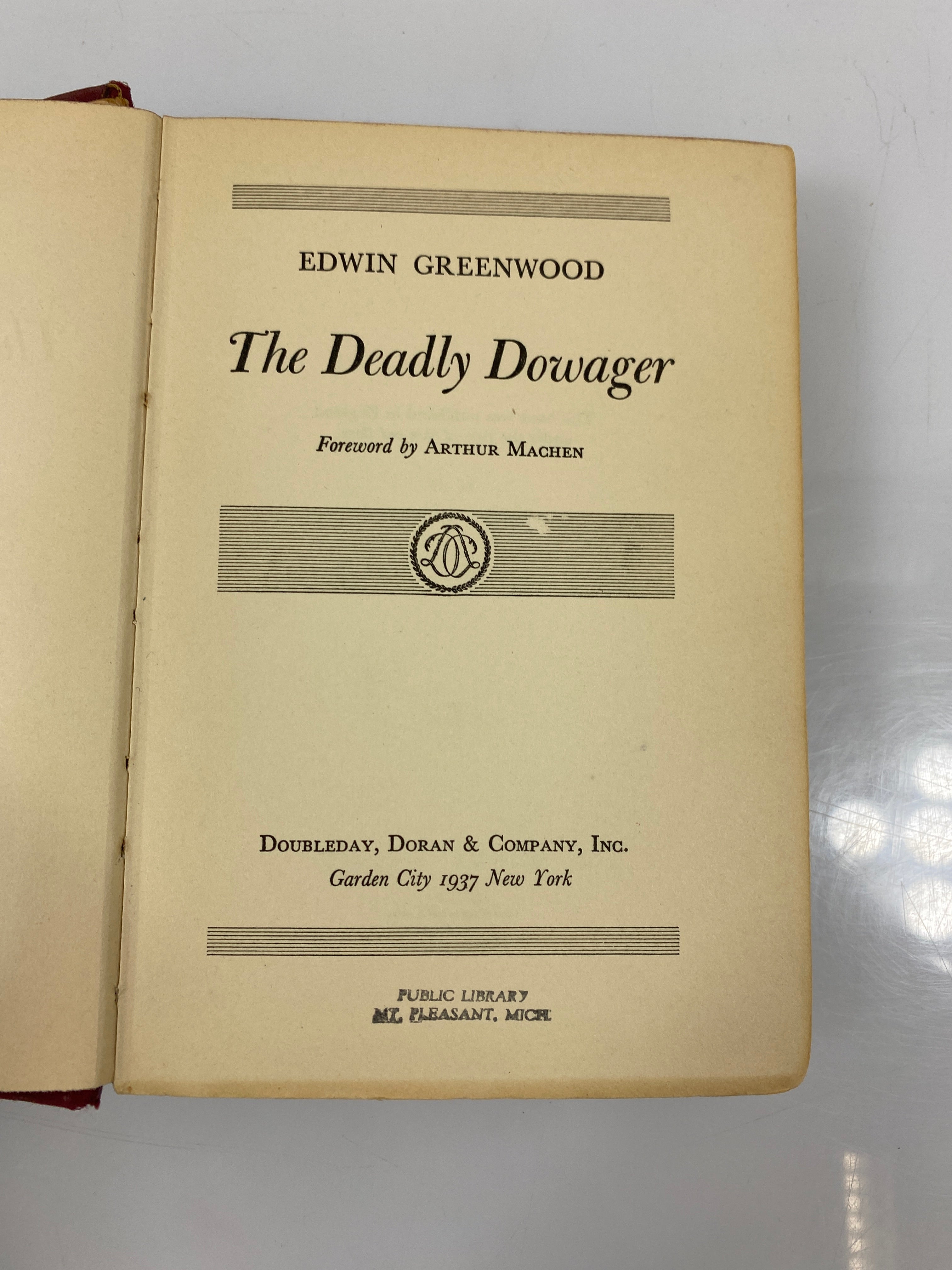 The Deadly Dowager by Greenwood Ex-library 1935 HC