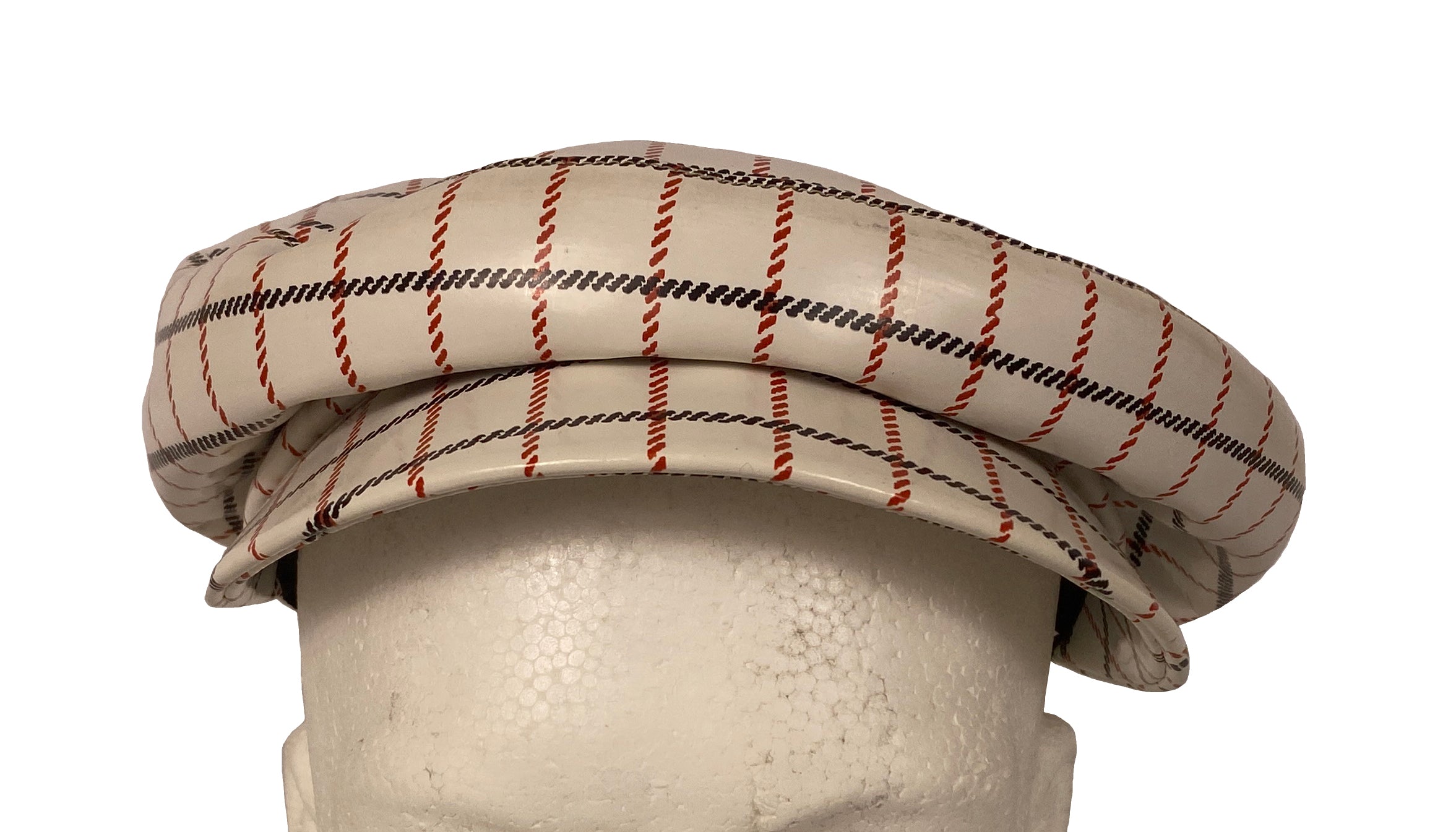 Vintage Sears White PVC Plaid Conductor Hat