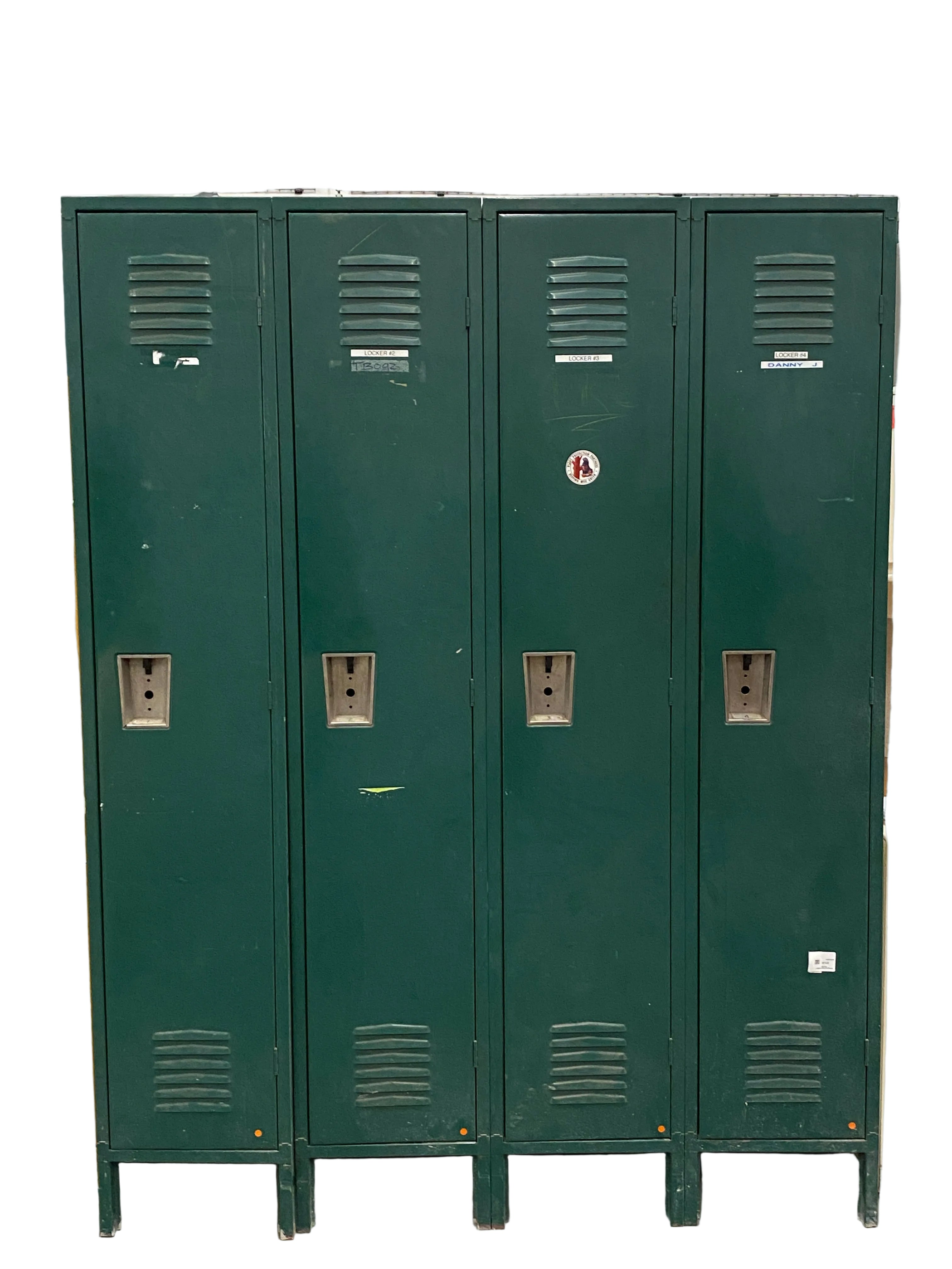 Group of 4  Metal Green Individual Lockers