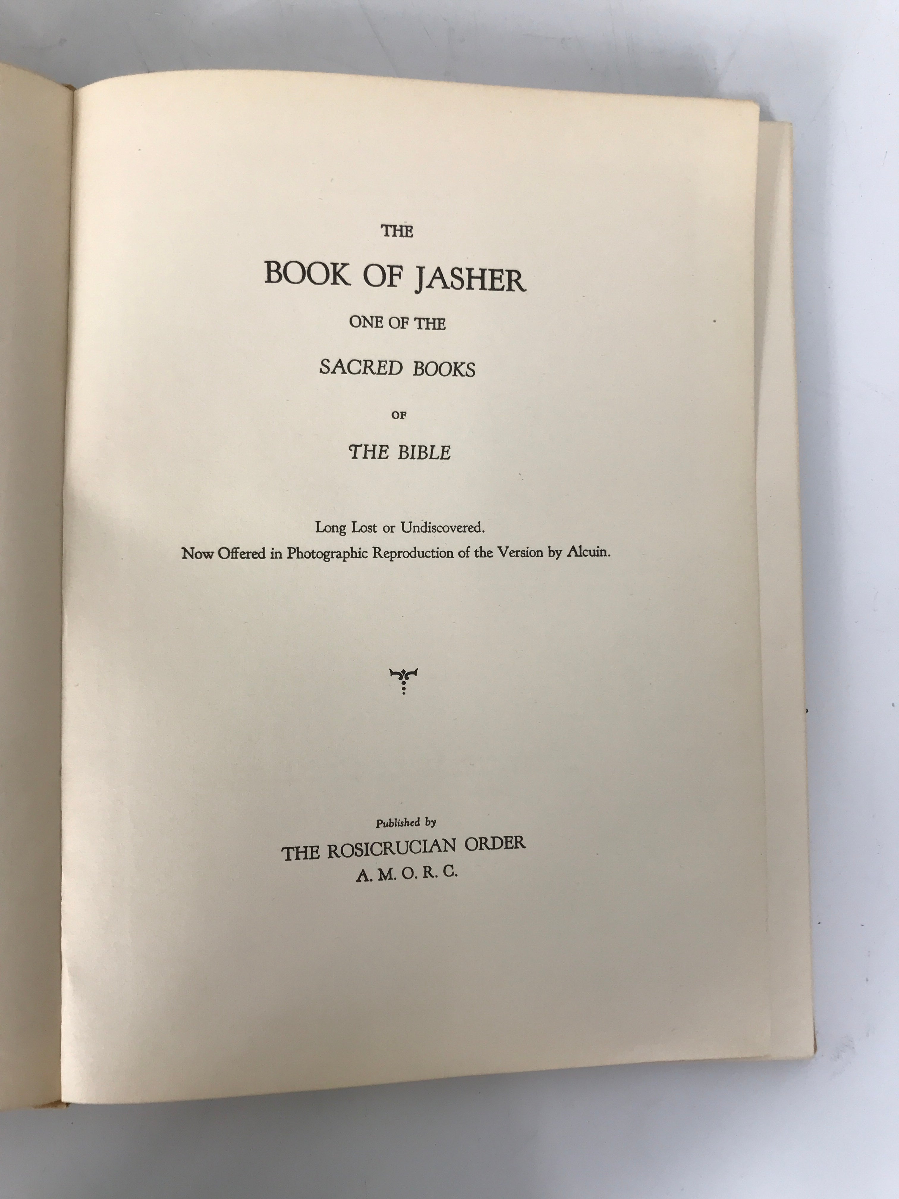 The Book of Jasher The Rosicrucian Order 1948 4th Ed HC