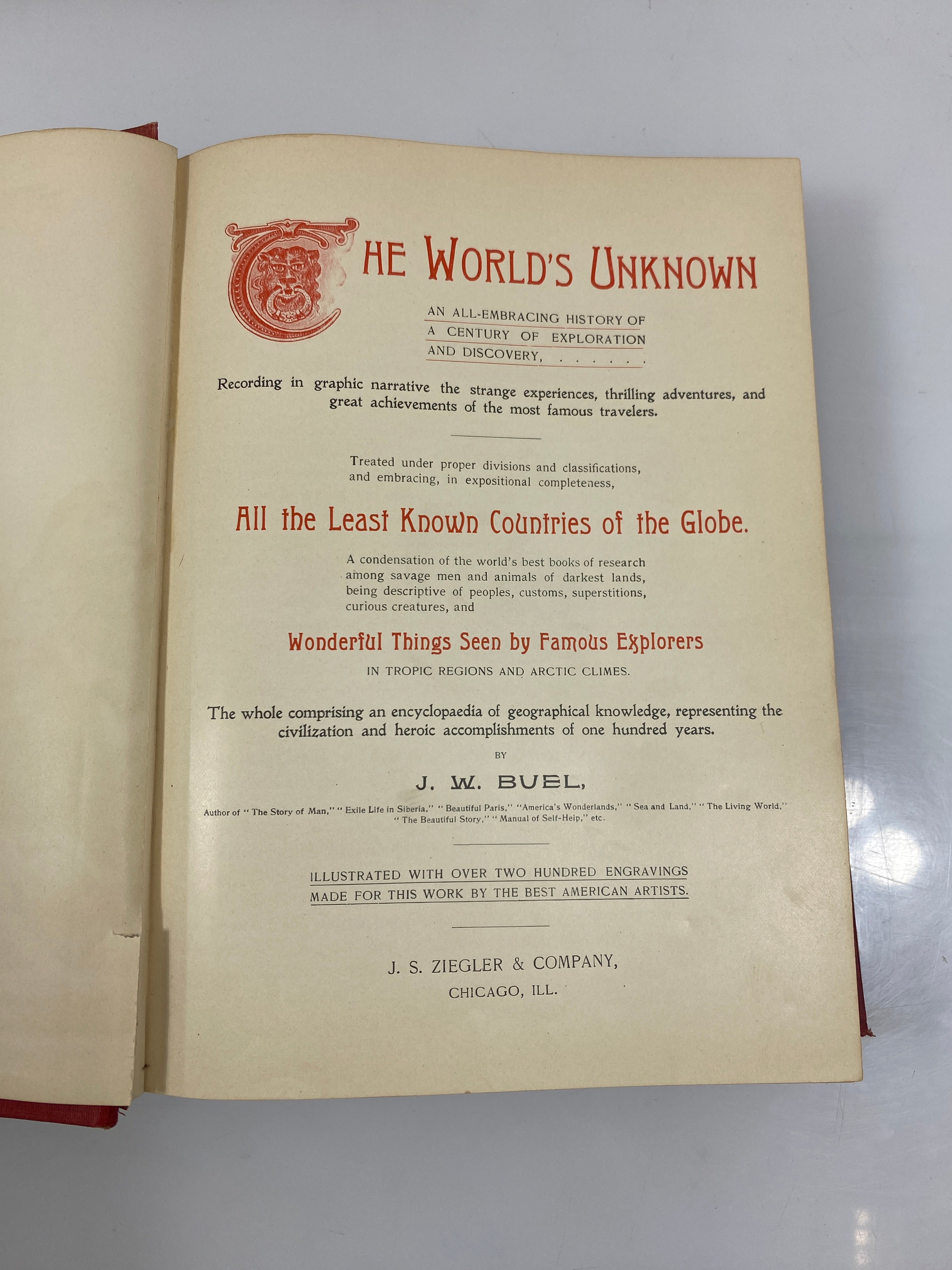 The World Unknown by J.W. Buel 1898 HC