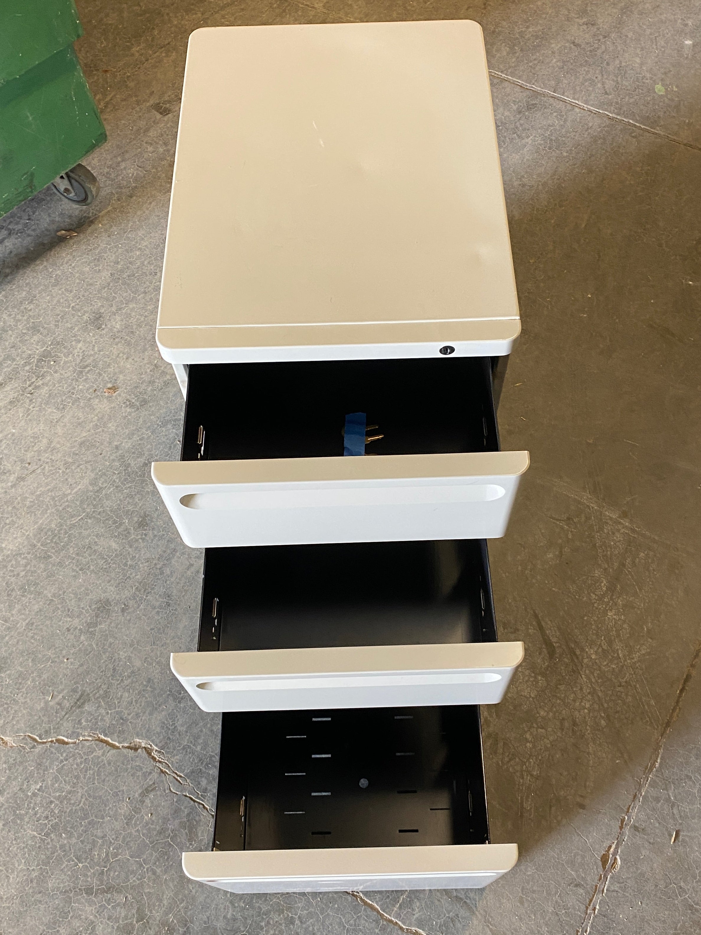 Beige Rounded 3 Drawer File Cabinet