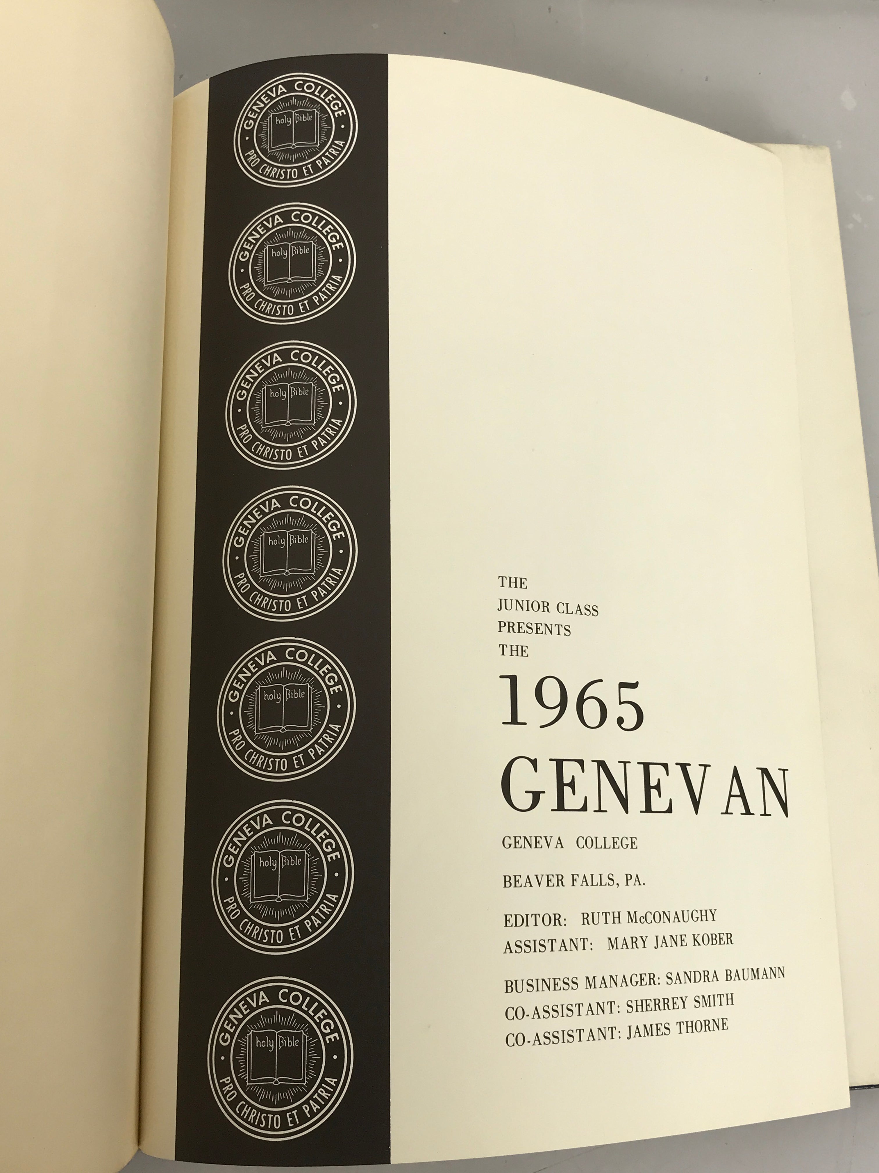 1965 Geneva College Yearbook Beaver Falls Pennsylvania HC