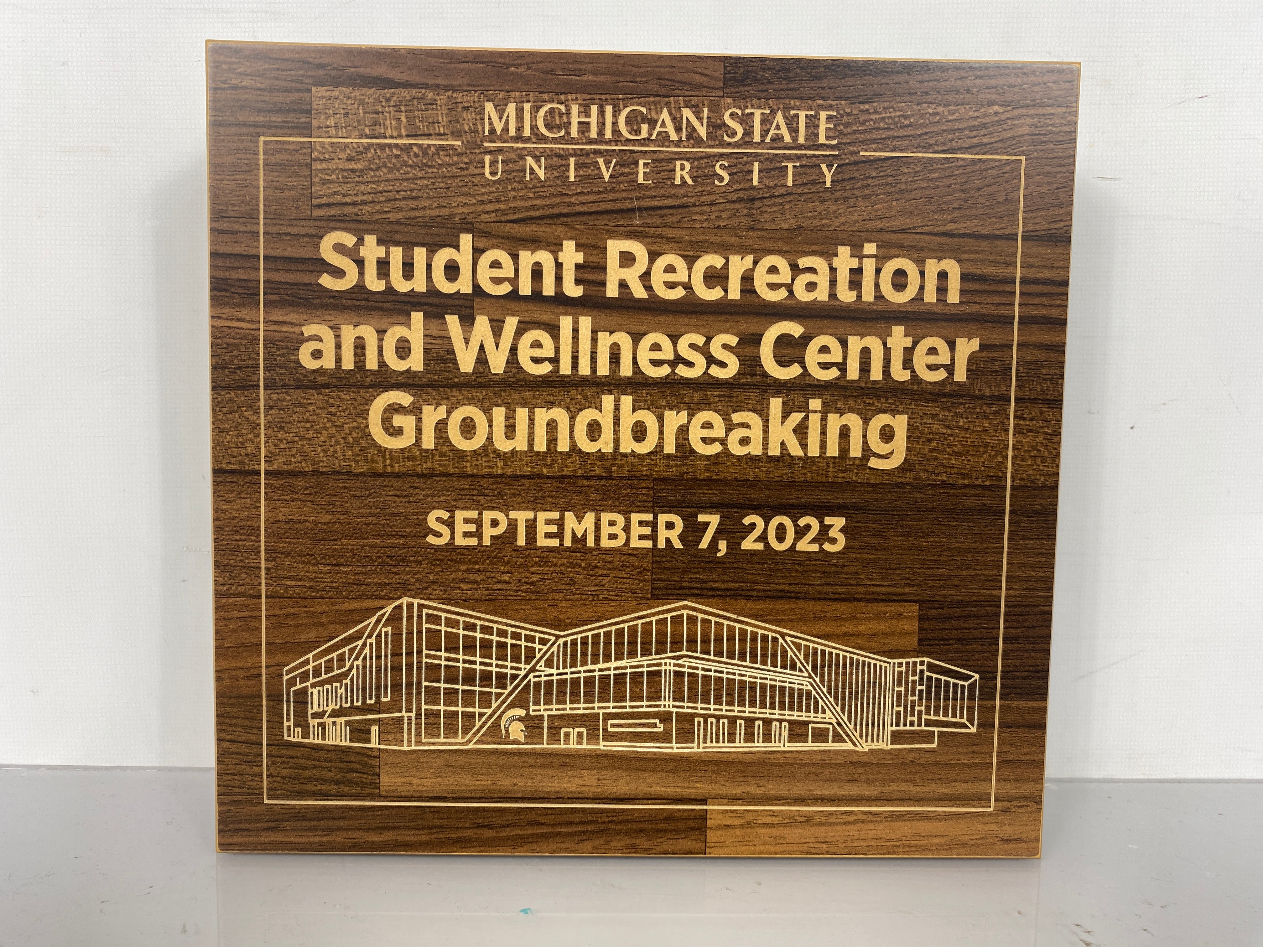 MSU Student Recreation and Wellness Center Groundbreaking Wooden Cigar Humidor