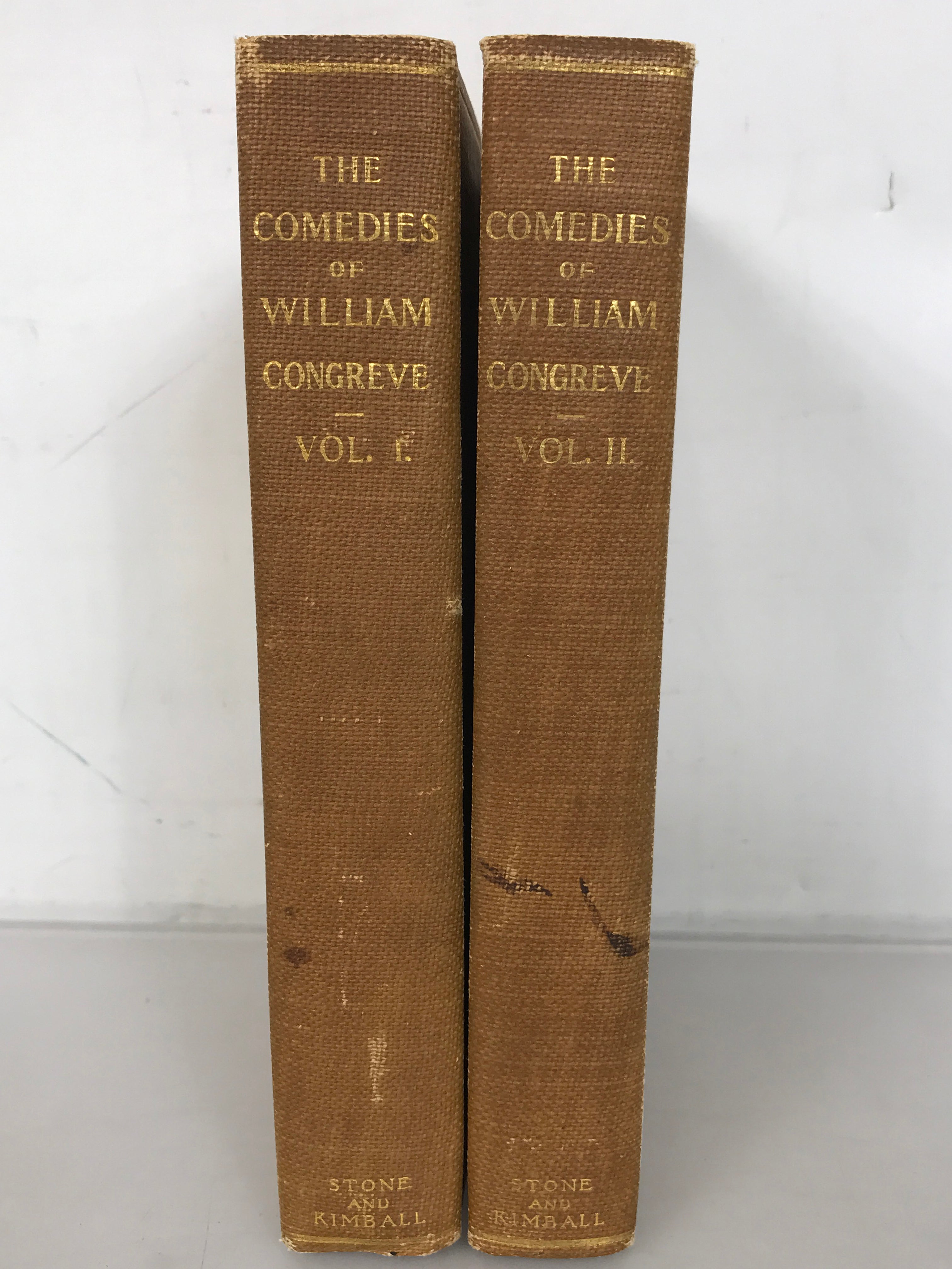 2 Vol. Set: The Comedies of William Congreve 1895 HC Stone and Kimball