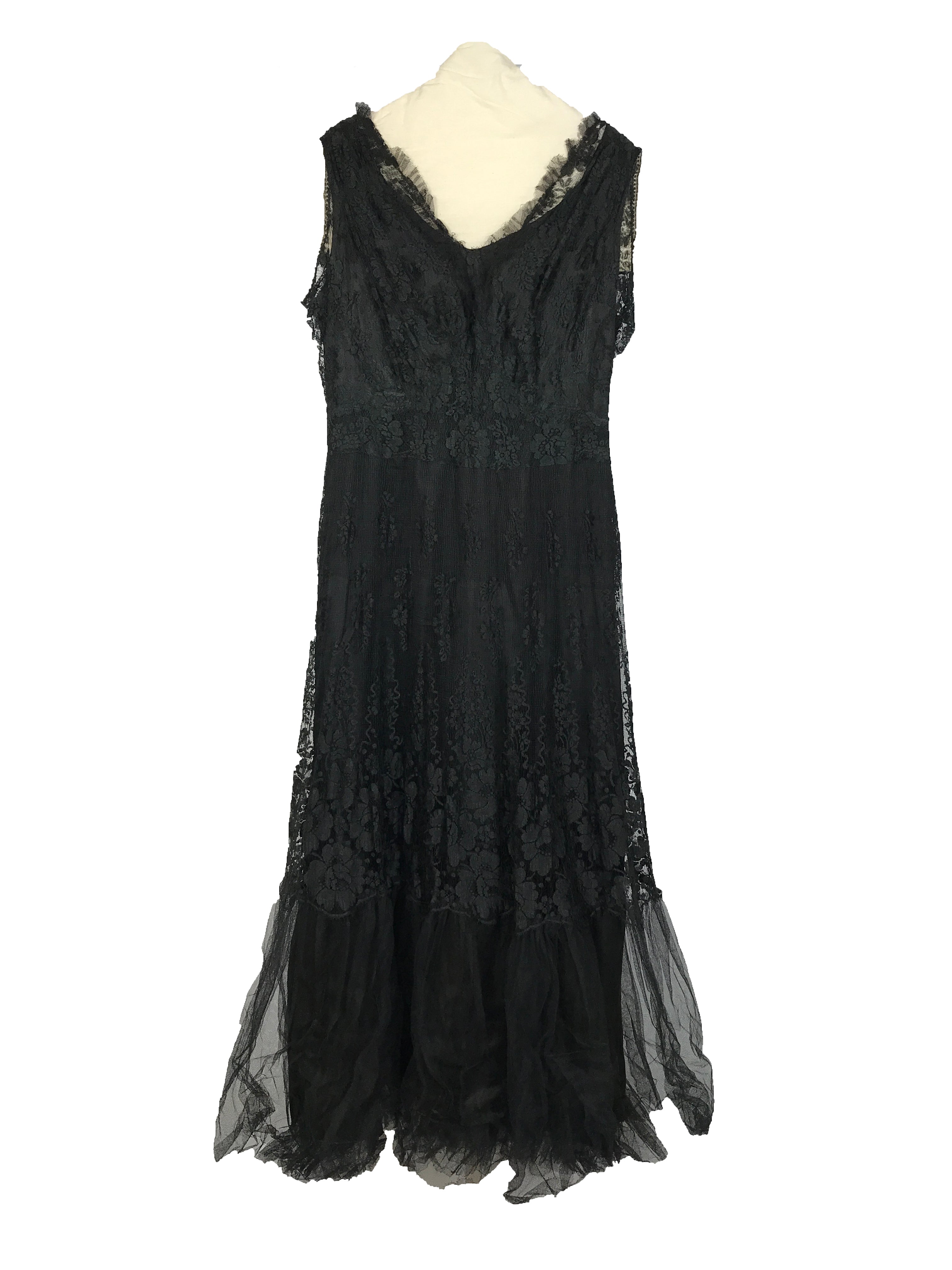 Vintage Black Lace Evening Gown Women's Size Unknown