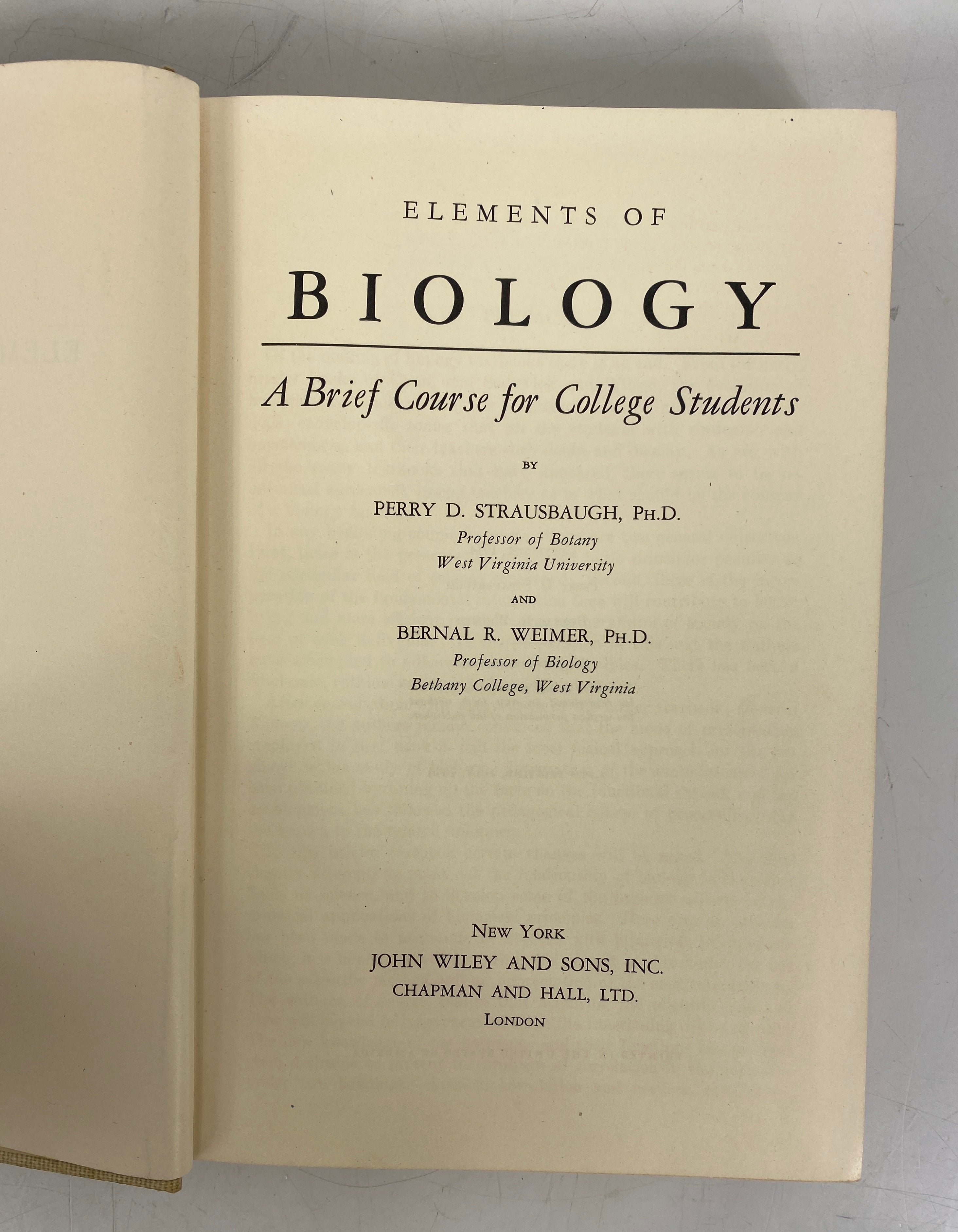 Elements of Biology Strausbaugh/Weimer 1946 5th Print Vintage Textbook