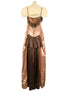 Vintage Emma Domb Peach and Brown Satin Evening Gown Women's Size 10