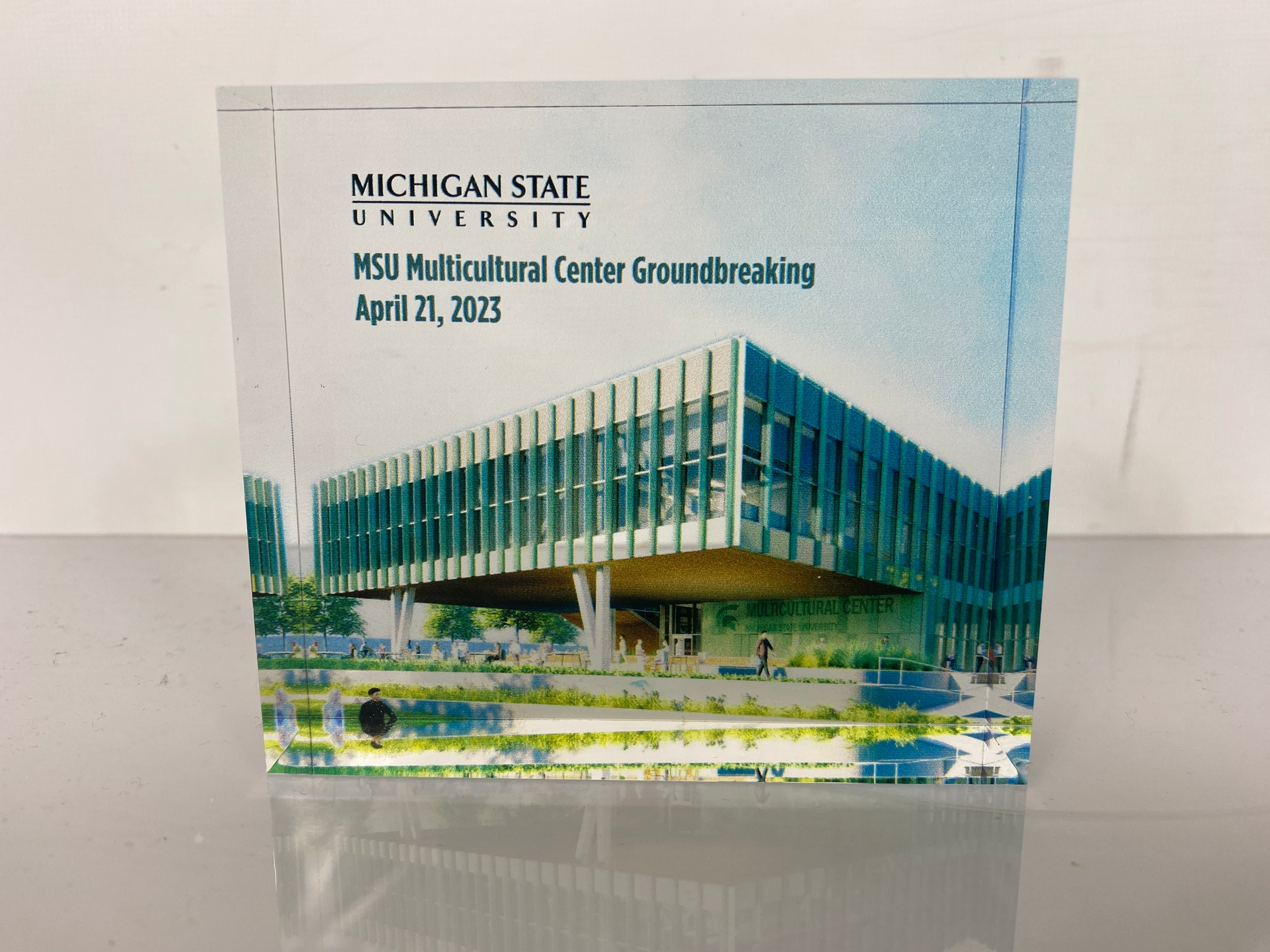 MSU Multicultural Center Groundbreaking Acrylic Desk Plaque