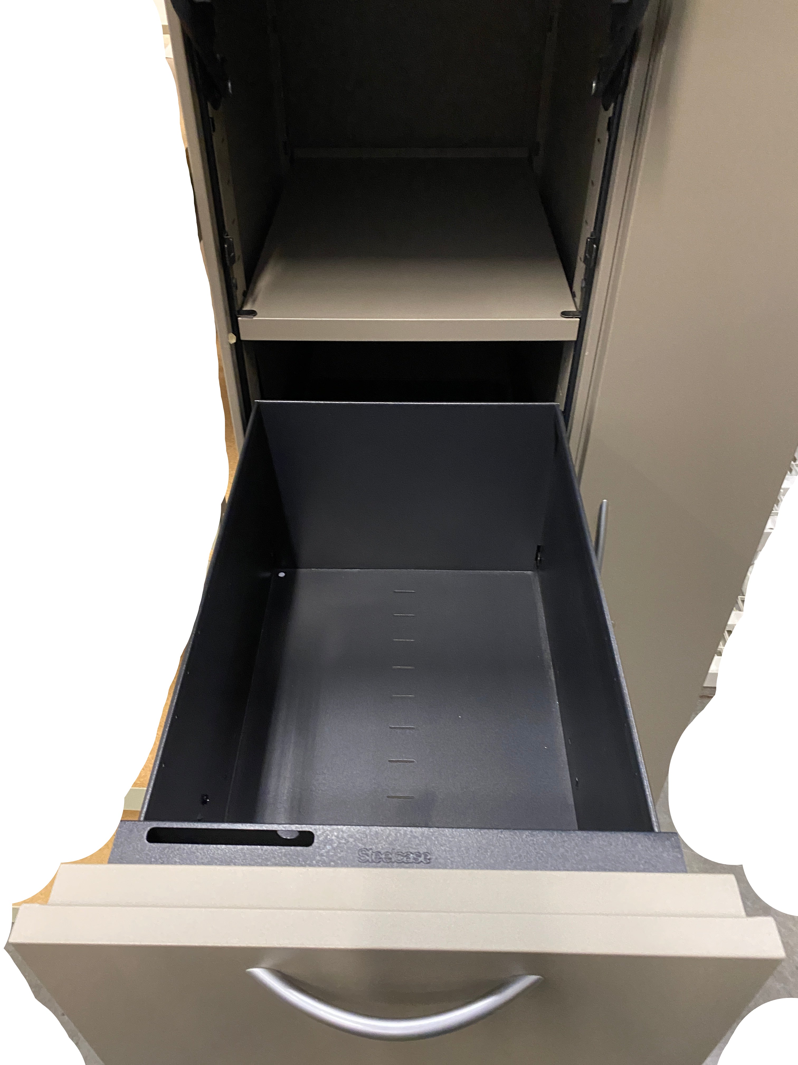 Steelcase Right Side Closet Grey Cabinet With Drawers