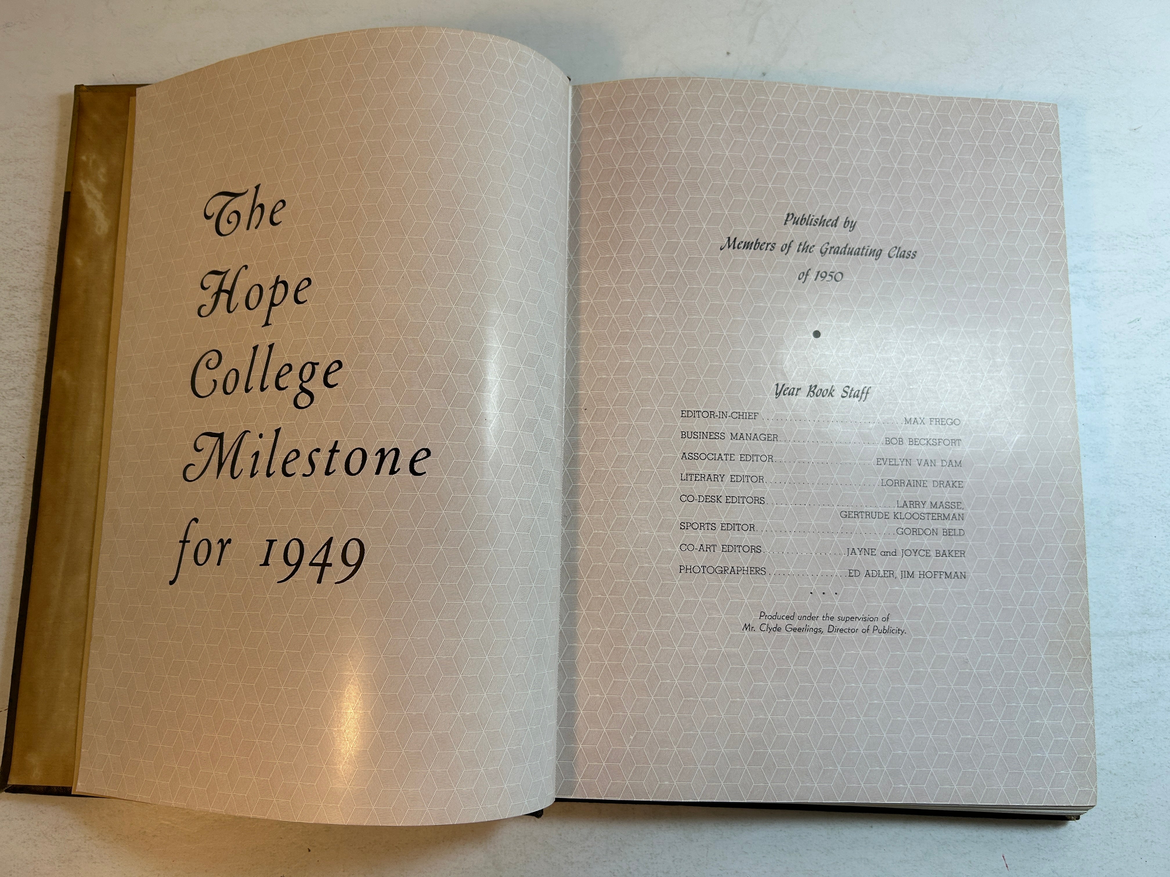 1949 "Milestone" Hope College Yearbook Holland, MI HC