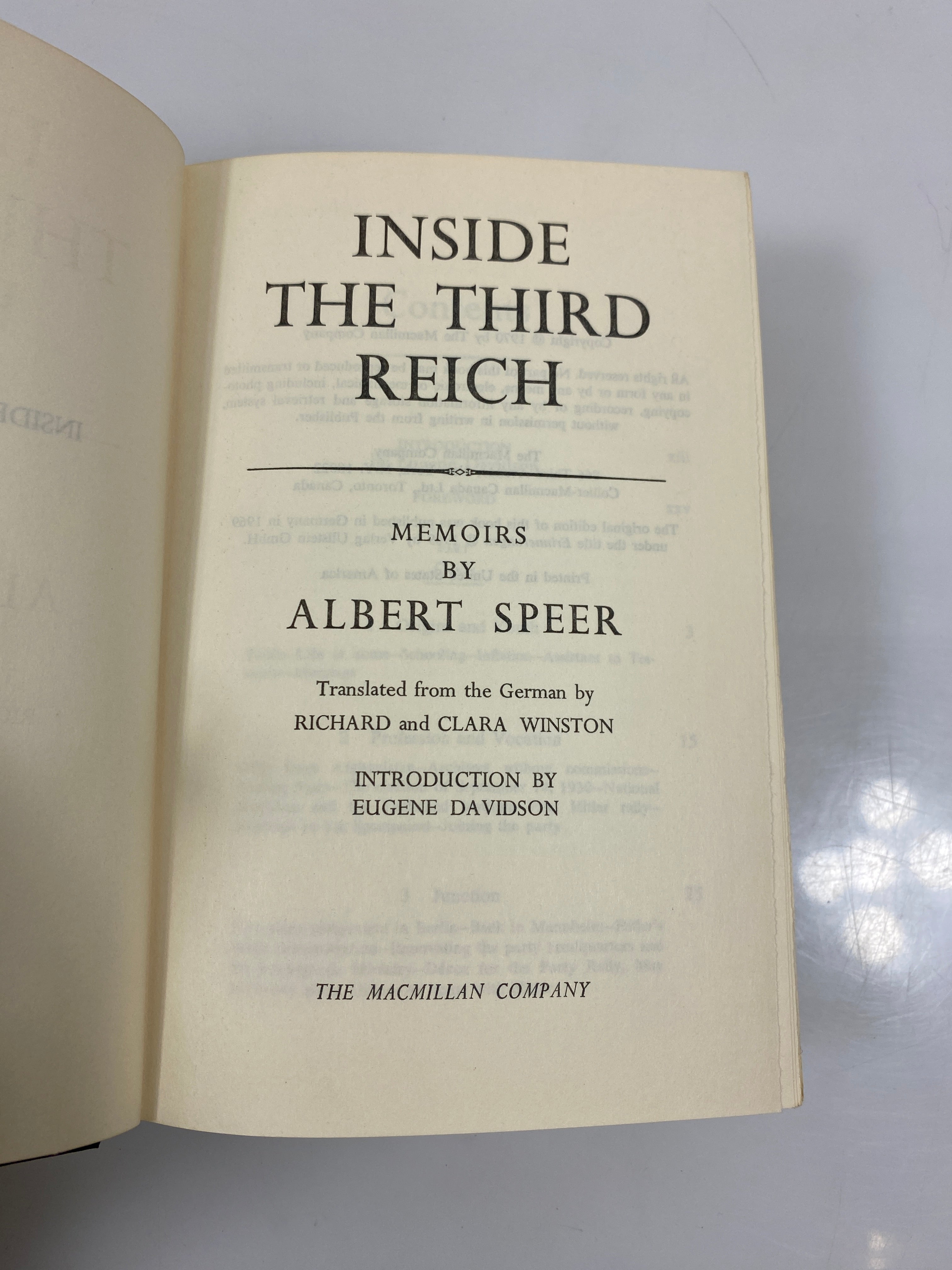 Inside the Third Reich Memoirs by Speer 1970 HCDJ