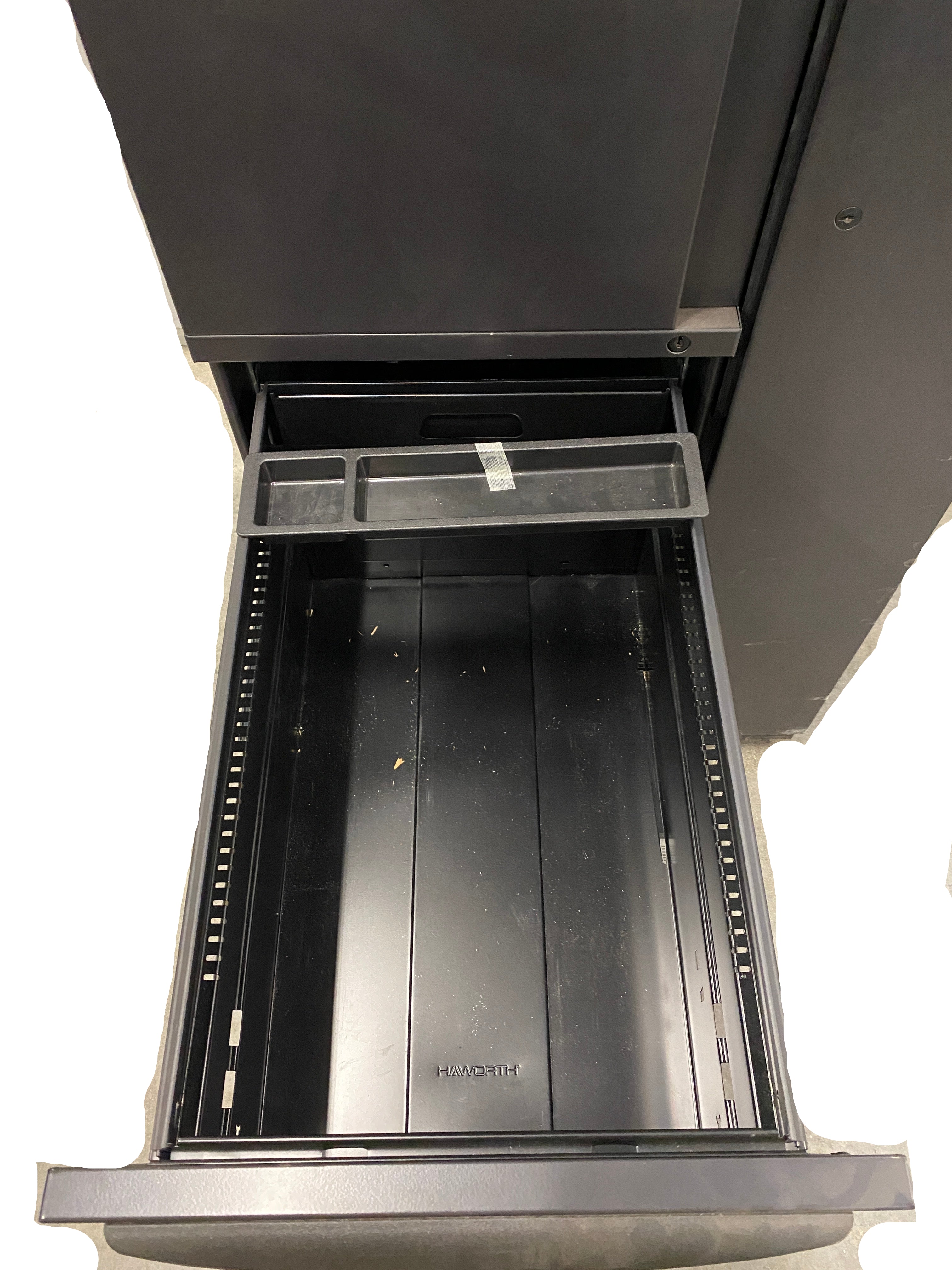 Haworth Office Closet Black Cabinet With Drawers & Shelves