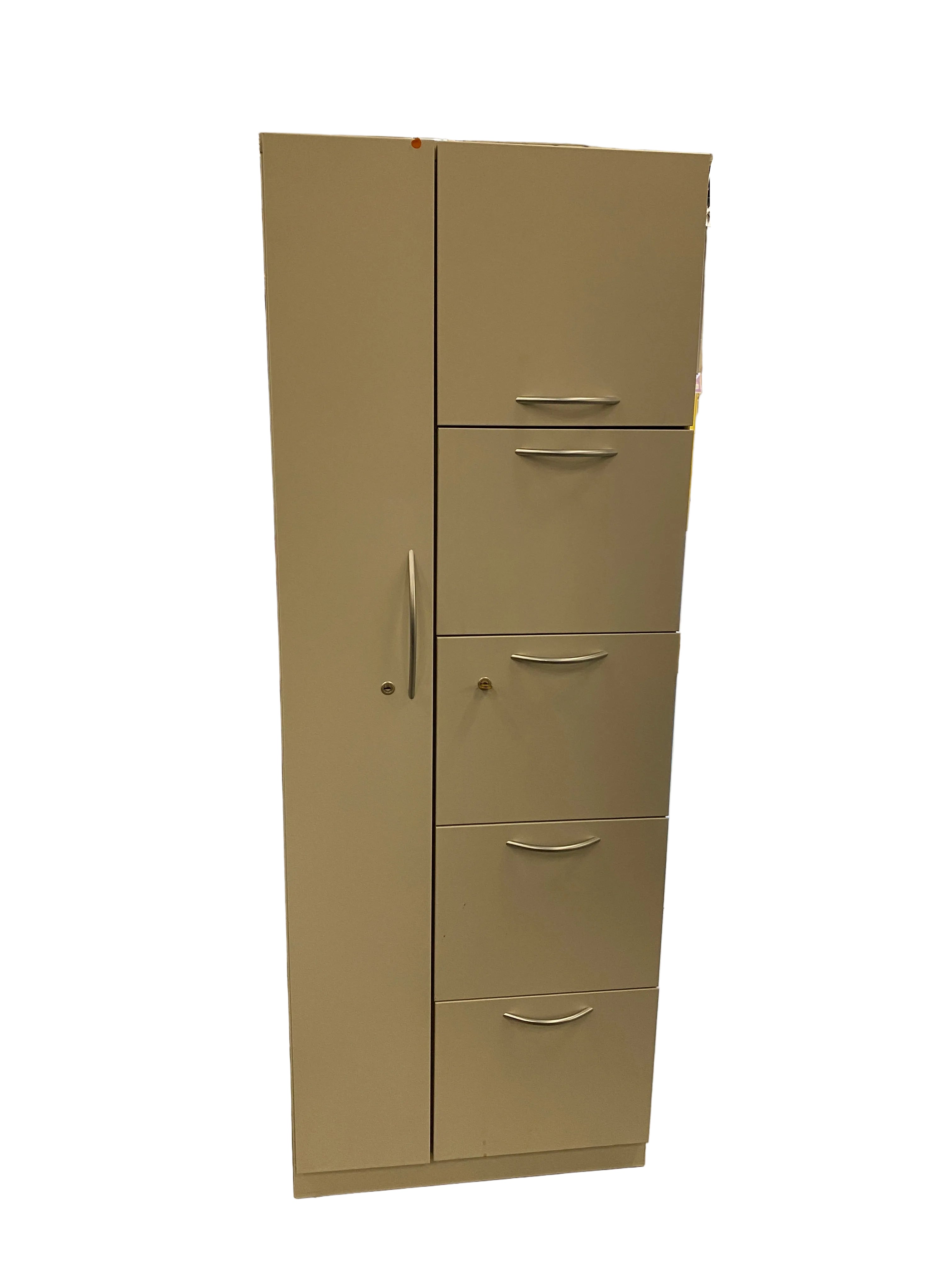 Steelcase Left Side Closet Tan Cabinet With Drawers